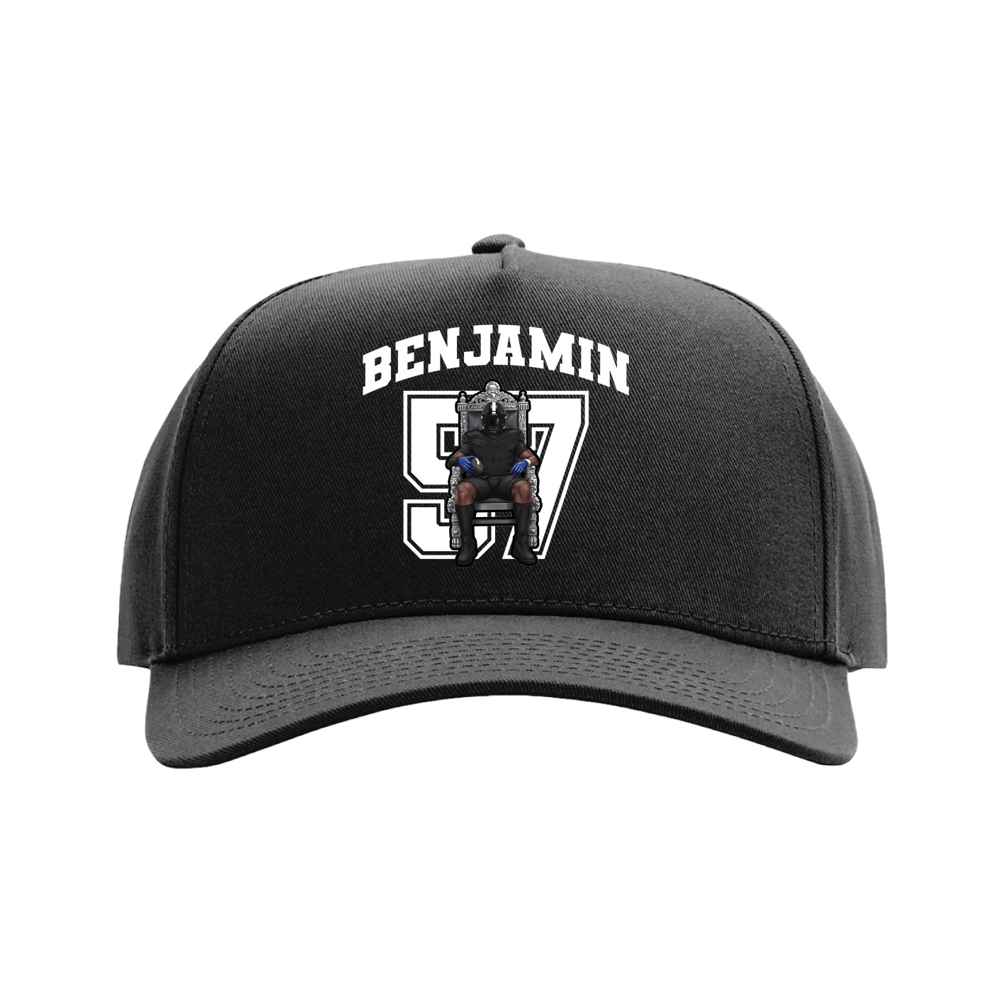 Full Fabric Five-Panel Champ Cap — Number in Black