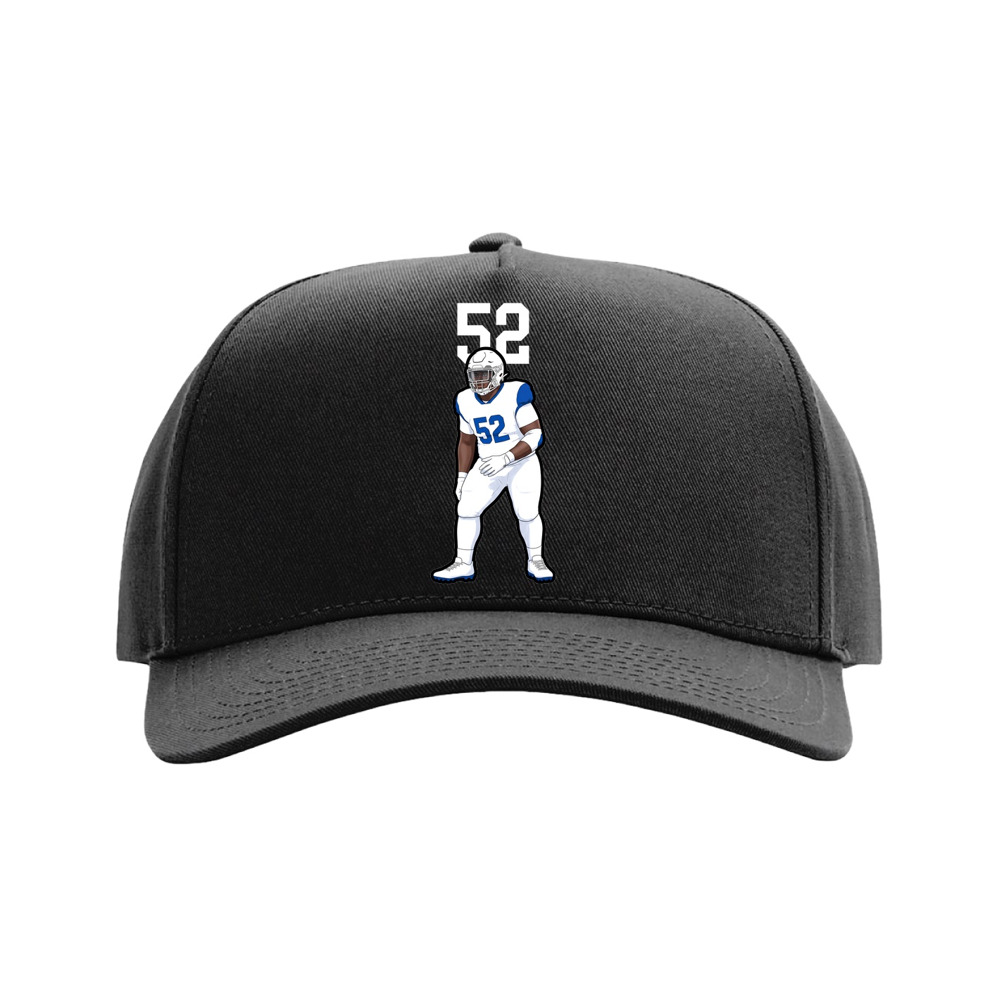 Full Fabric Five-Panel Champ Cap — Number Top in Black