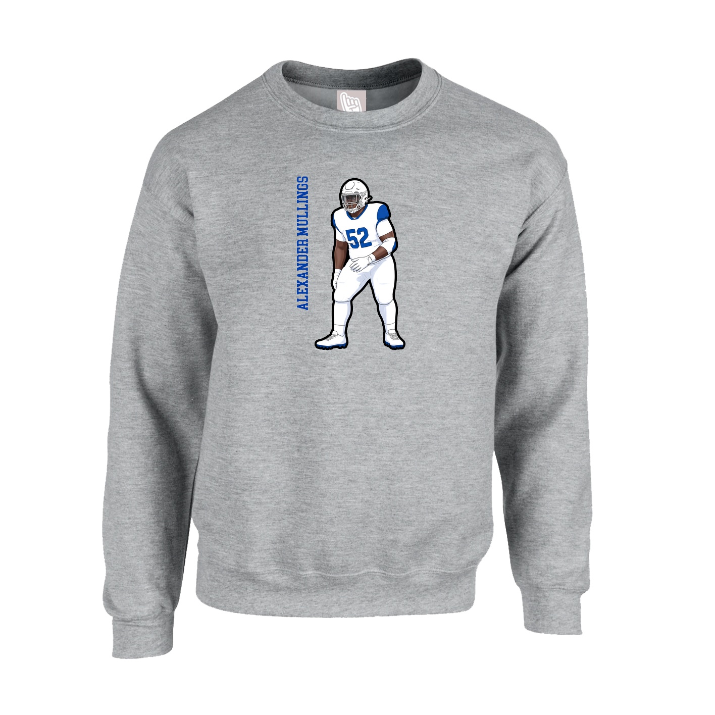 Fleece Crew — Name Vertical in Grey