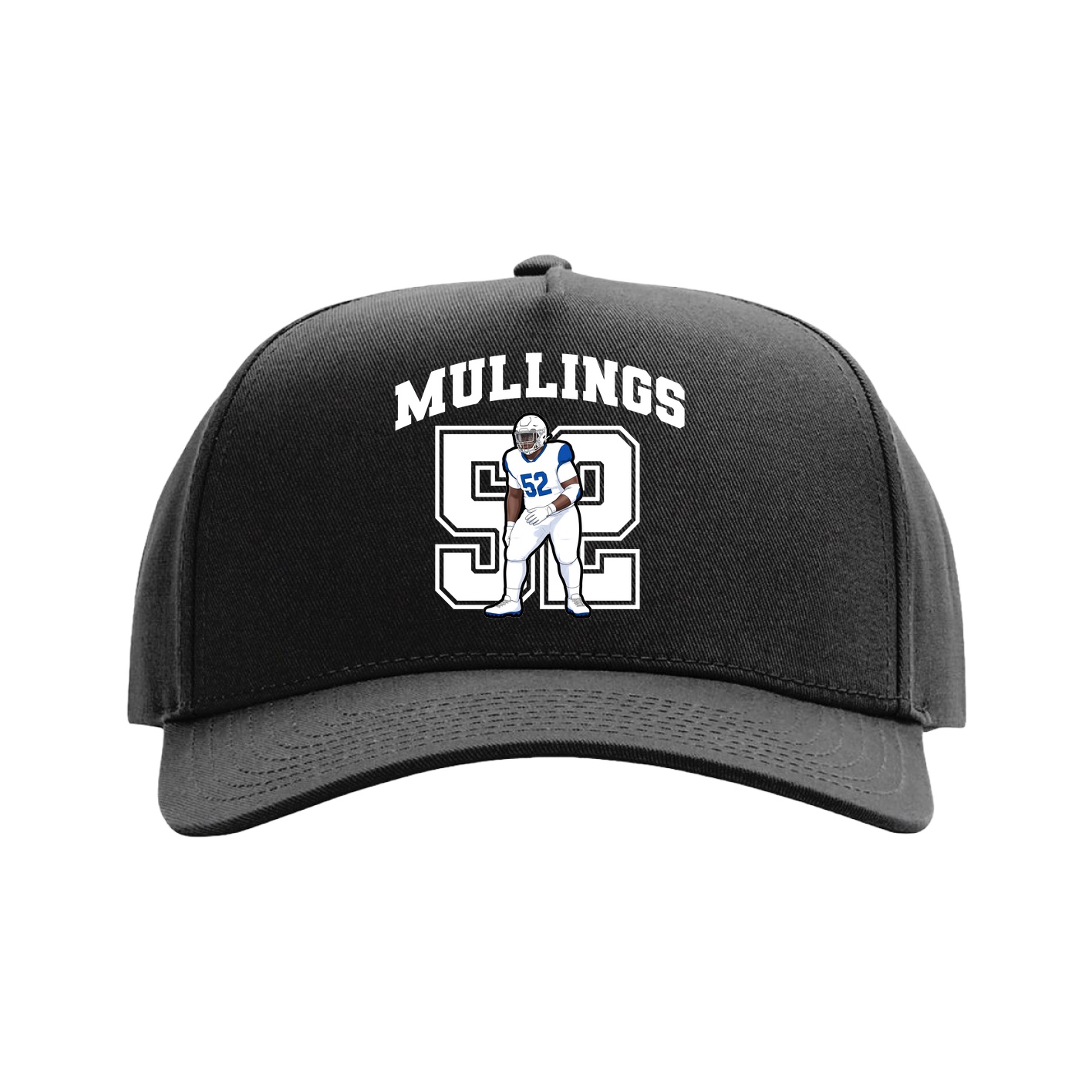 Full Fabric Five-Panel Champ Cap — Number in Black