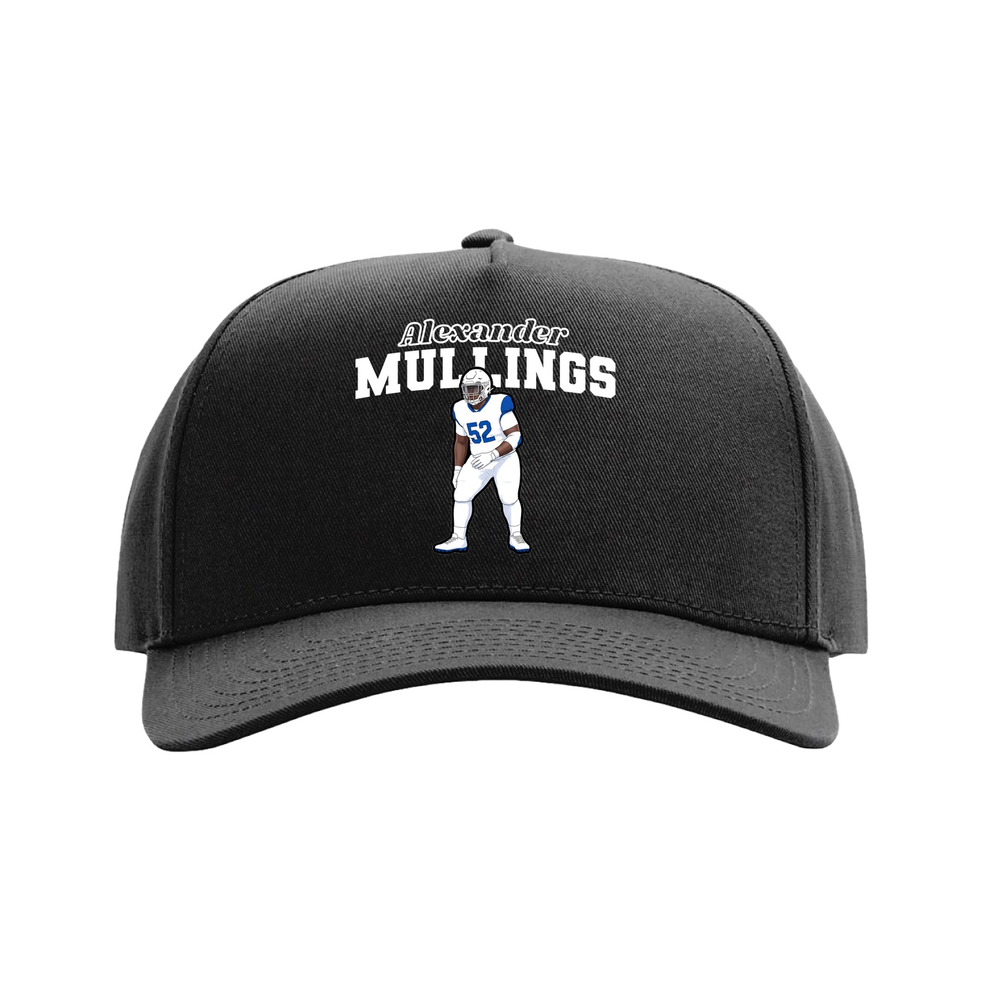 Full Fabric Five-Panel Champ Cap — Name Arch in Black