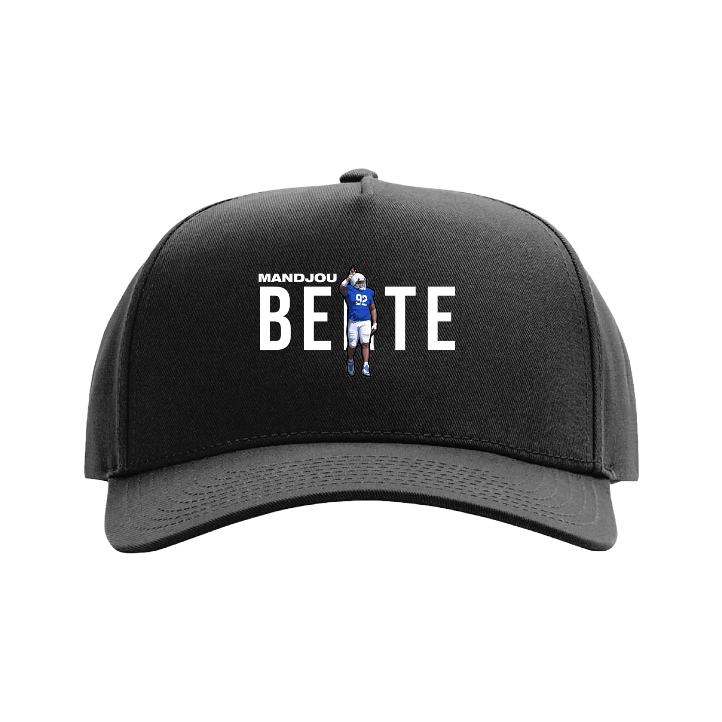 Full Fabric Five-Panel Champ Cap — Player Name in Black