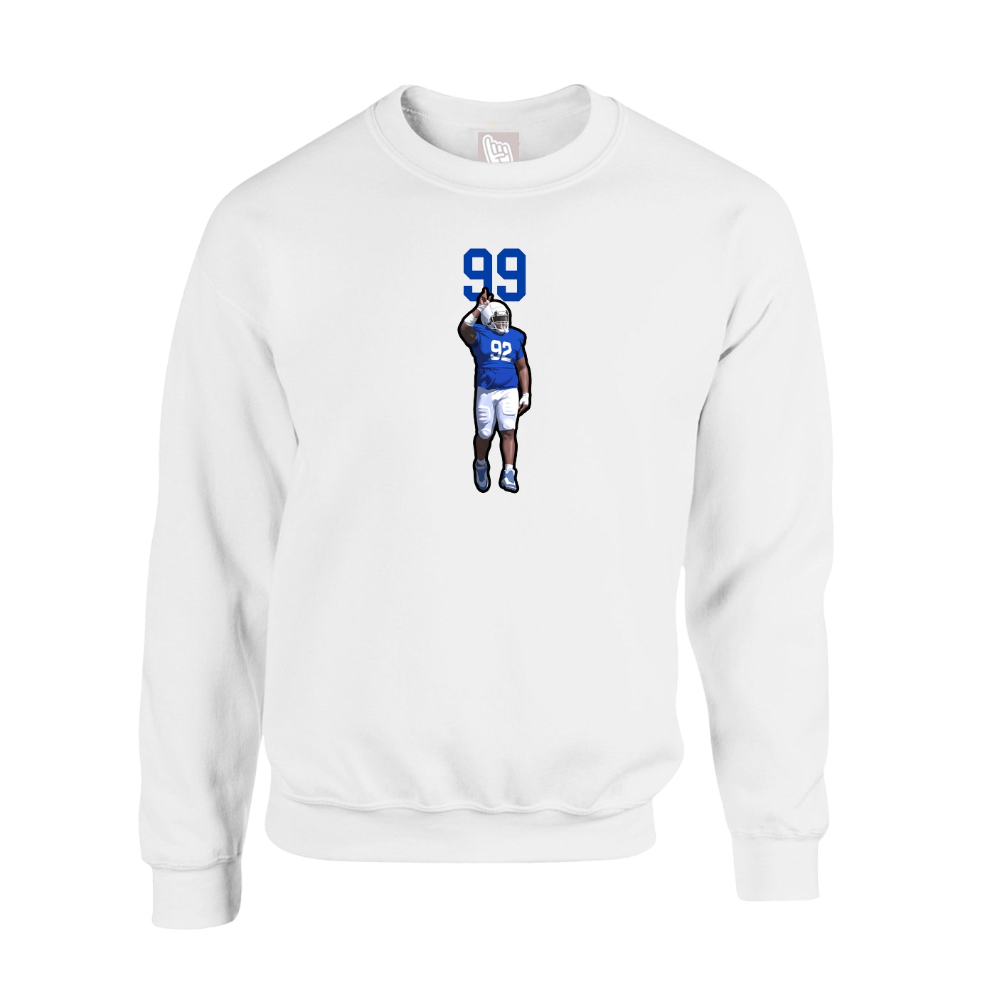 Fleece Crew — Number Top in White