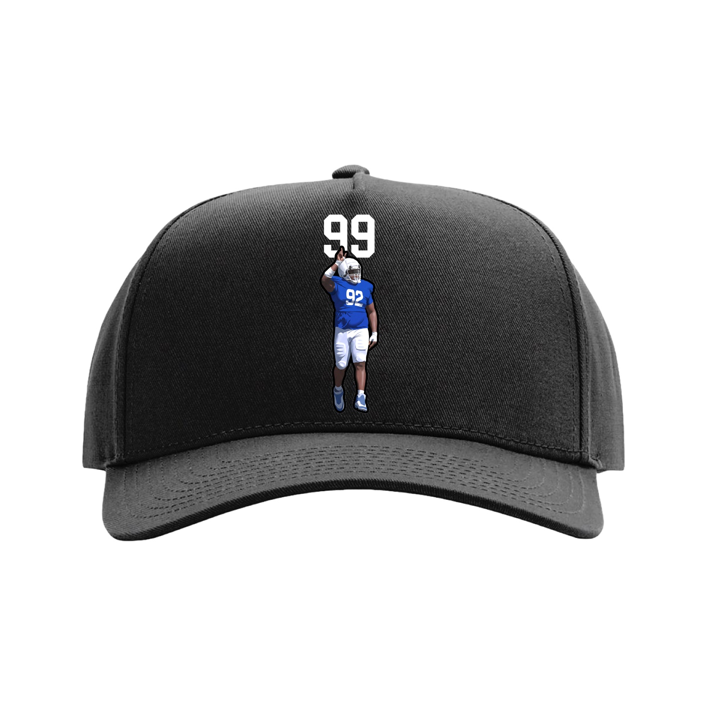 Full Fabric Five-Panel Champ Cap — Number Top in Black