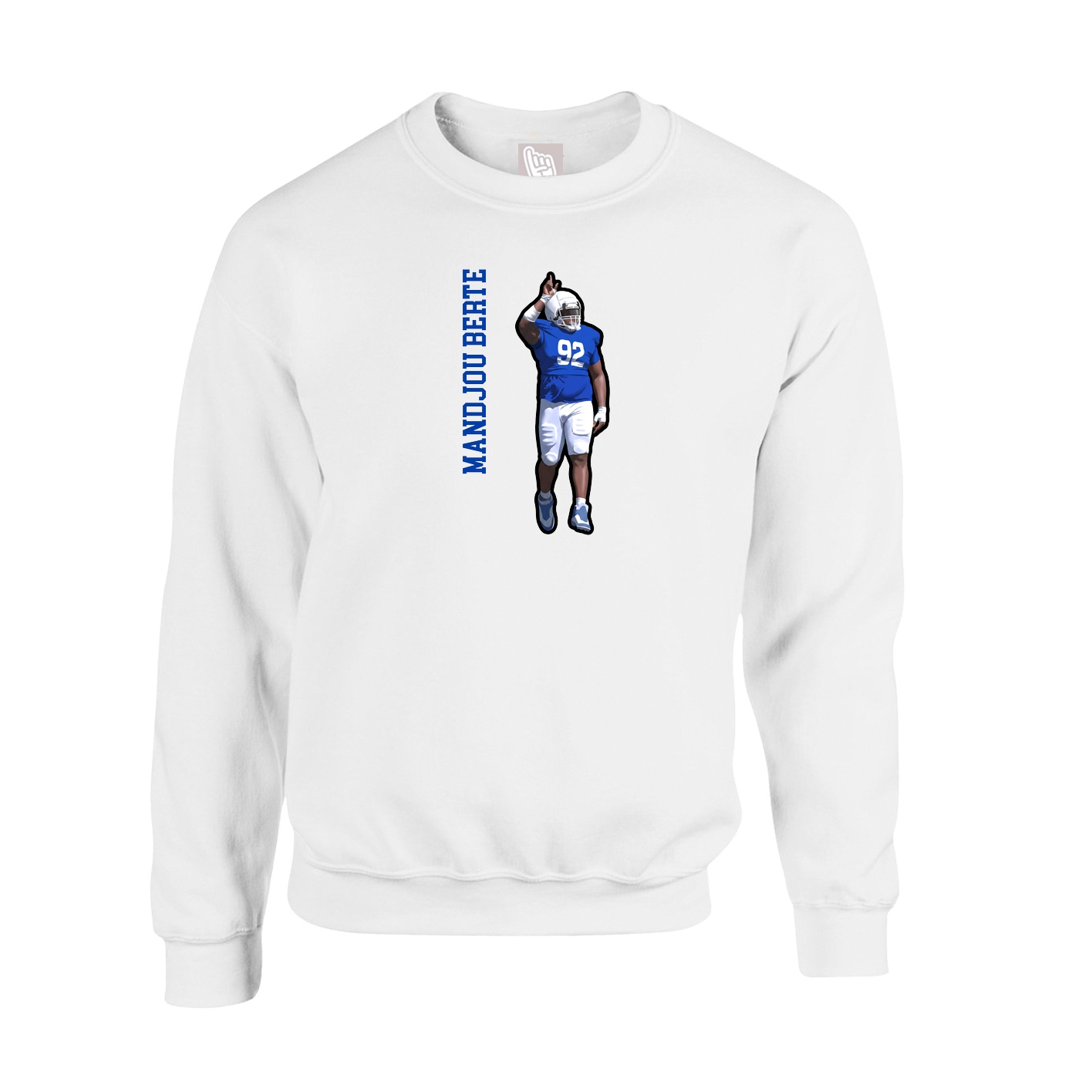 Fleece Crew — Name Vertical in White