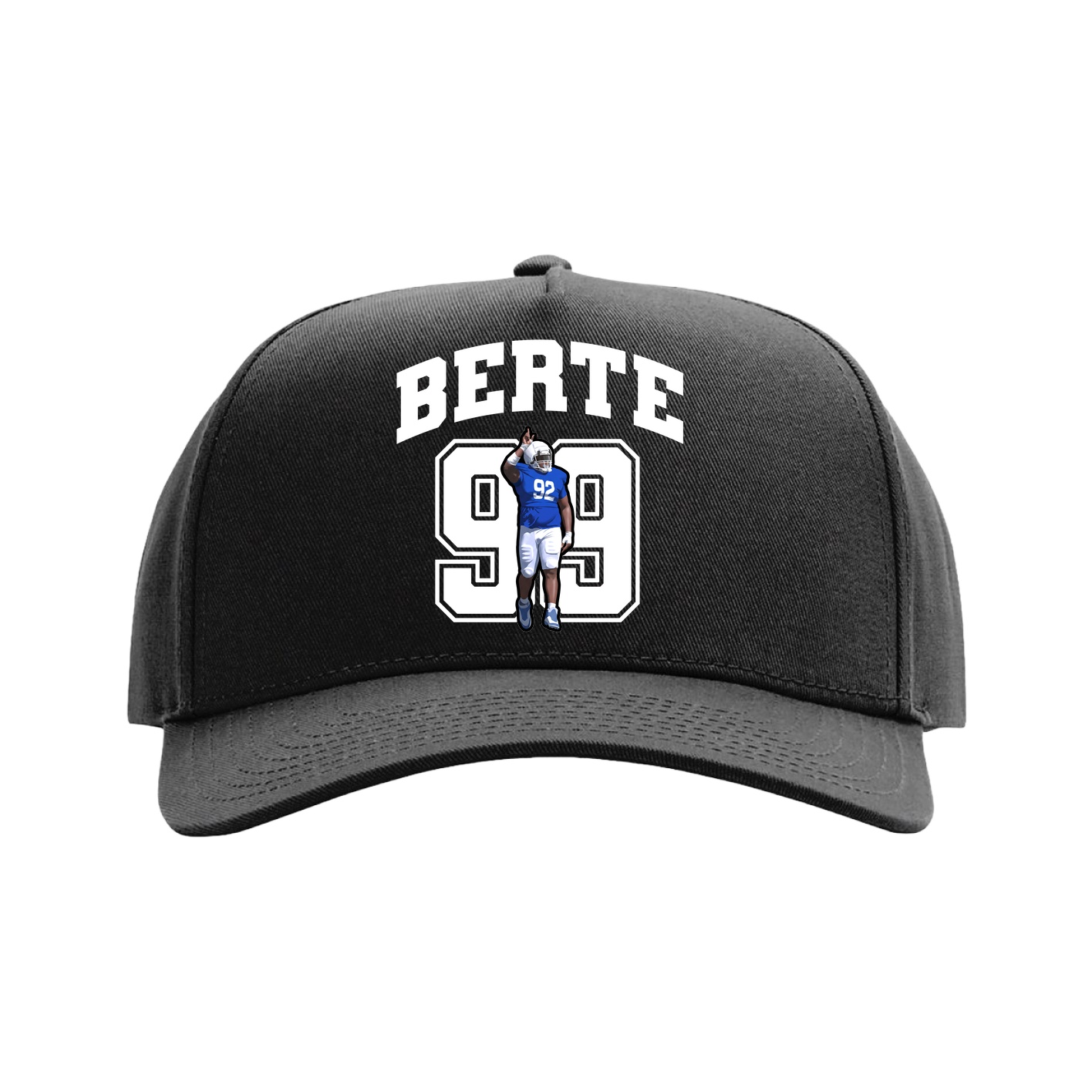 Full Fabric Five-Panel Champ Cap — Number in Black