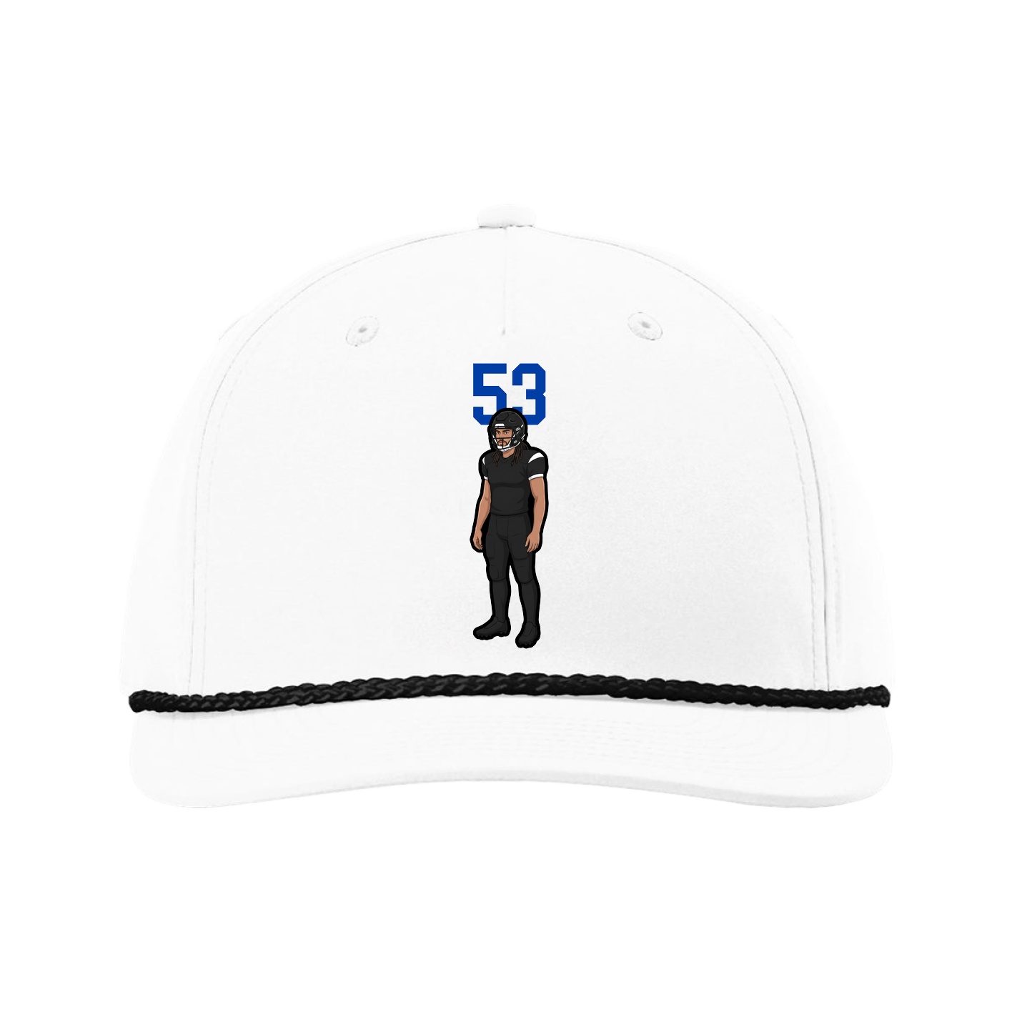 Five-Panel Classic Rope Cap — Number Top in White