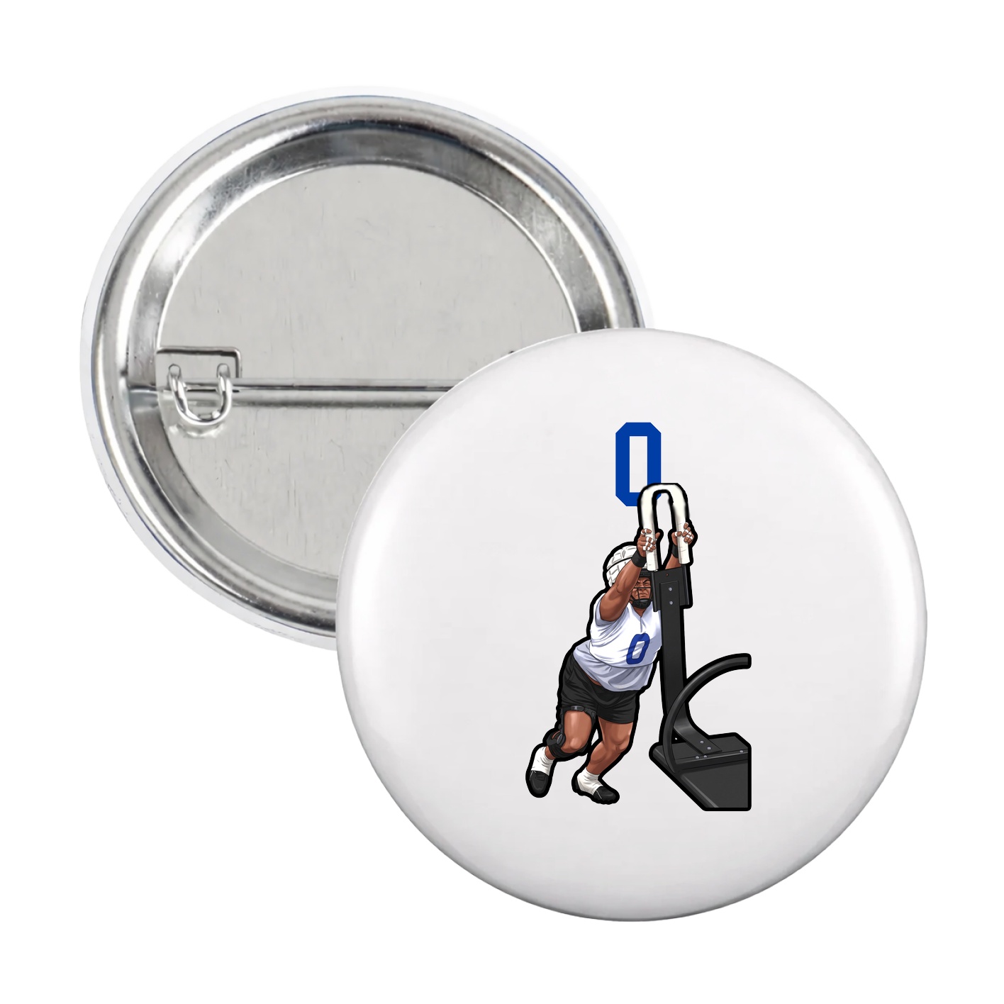 Game Day Button — Number Top in White