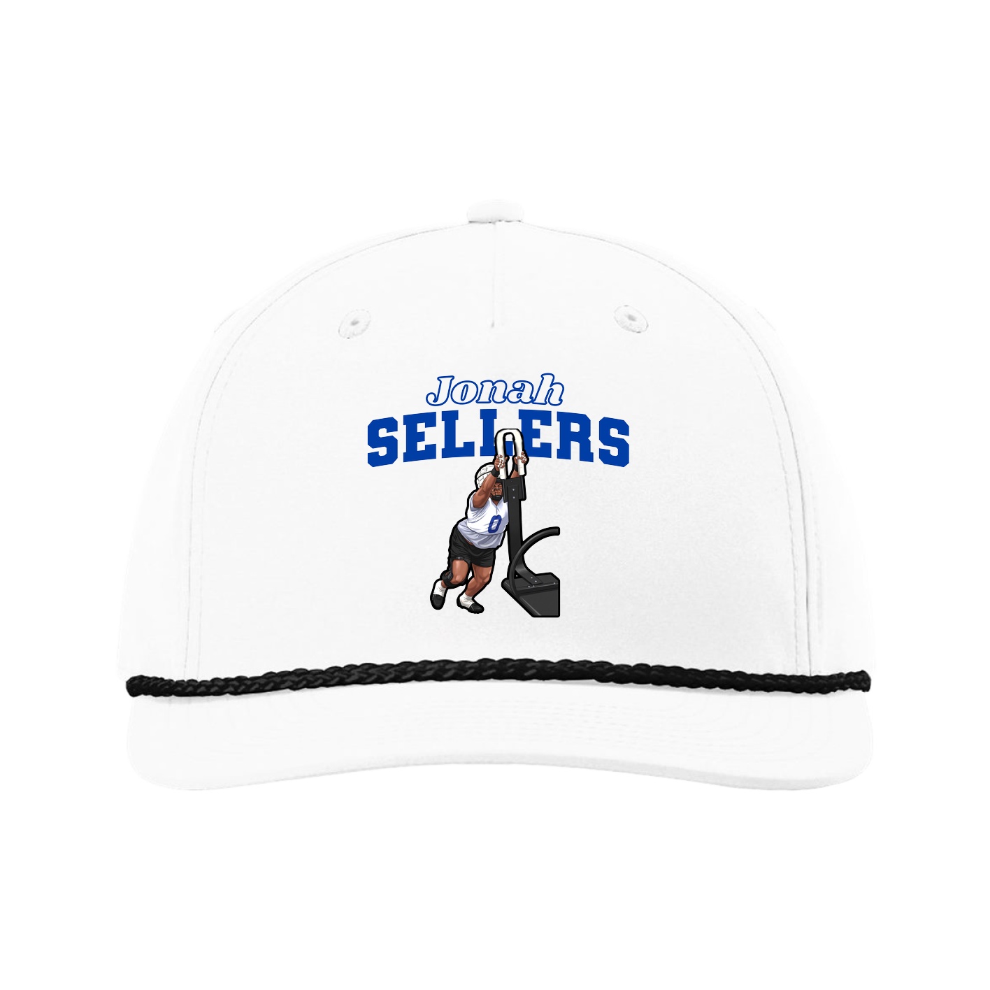 Five-Panel Classic Rope Cap — Name Arch in White