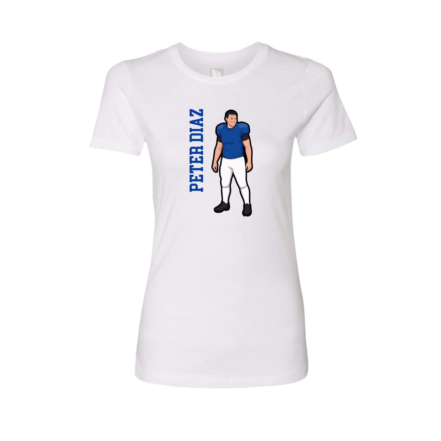 Fitted Women's Tee — Name Vertical in White