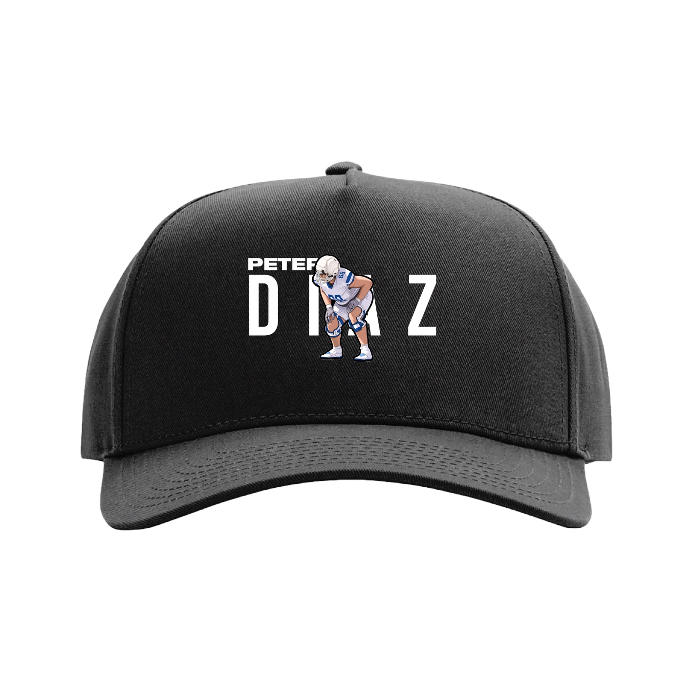 Full Fabric Five-Panel Champ Cap — Player Name in Black