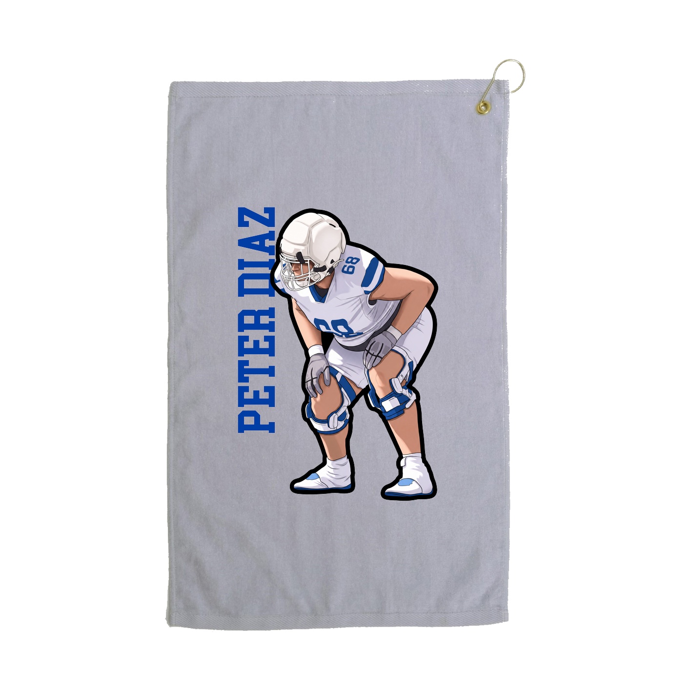 Golf Towel — Name Vertical in Grey