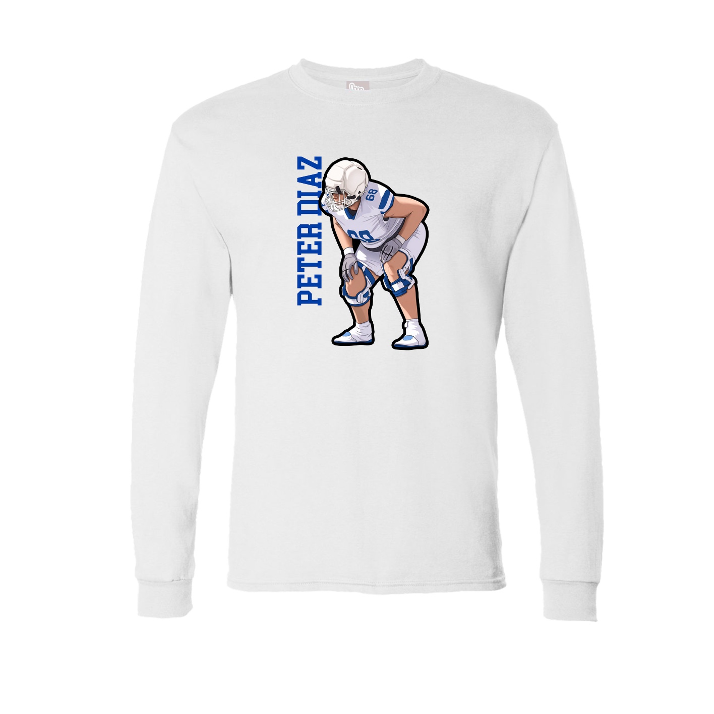 Long Sleeve Tee — Name Vertical in White
