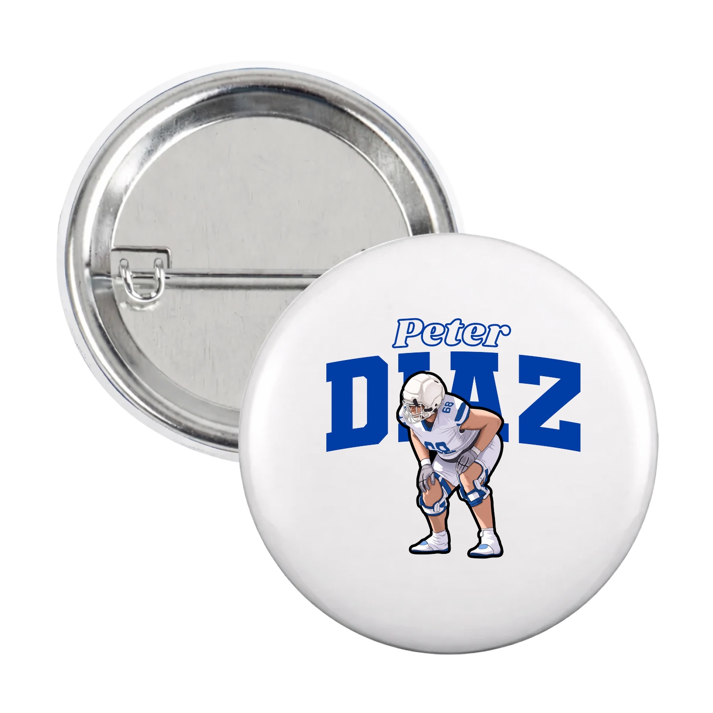 Game Day Button — Name Arch in White
