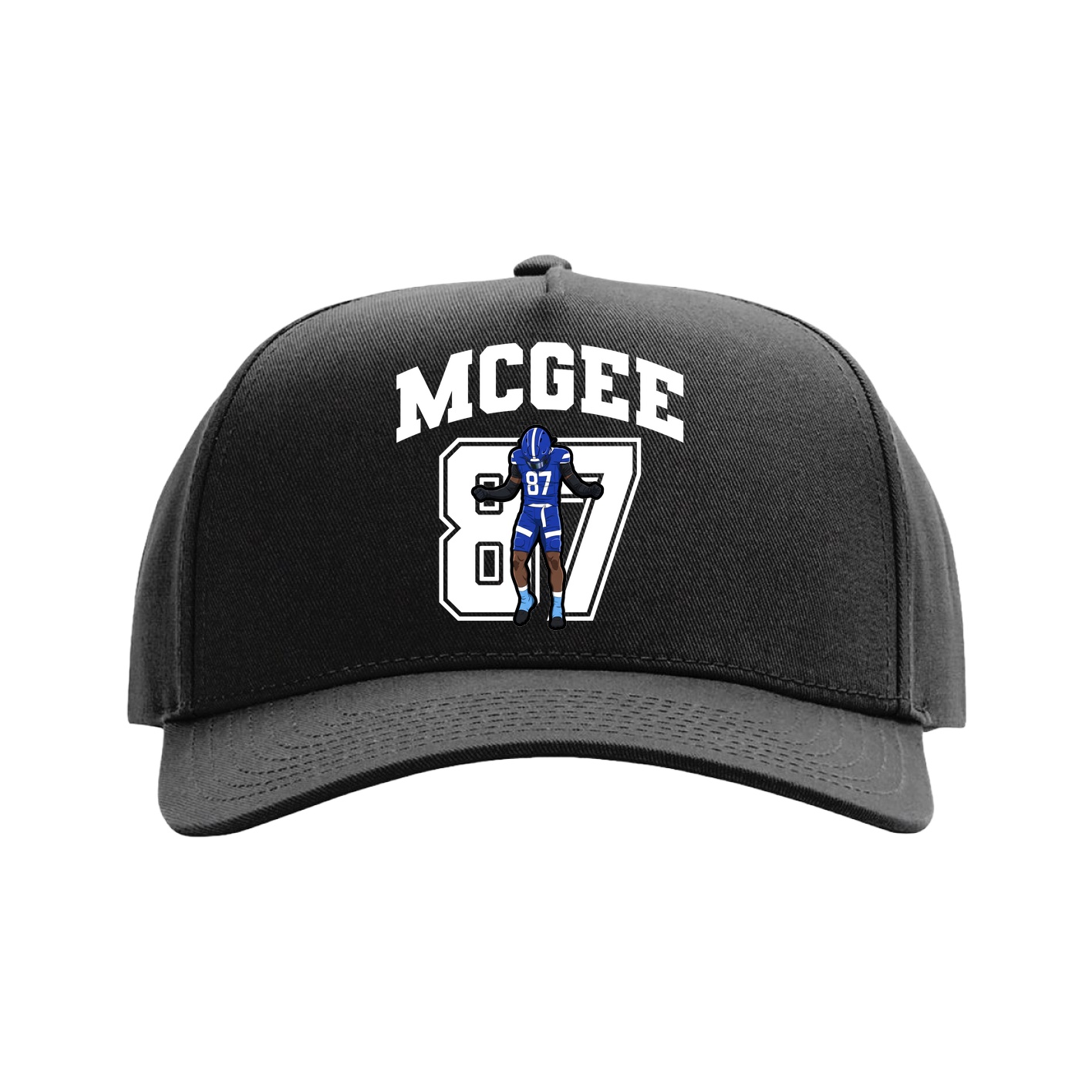 Full Fabric Five-Panel Champ Cap — Number in Black