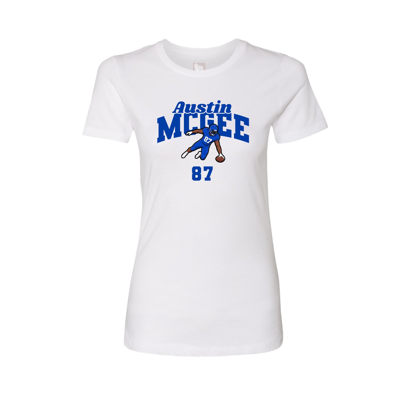 Fitted Women's Tee — Signature Arch in White