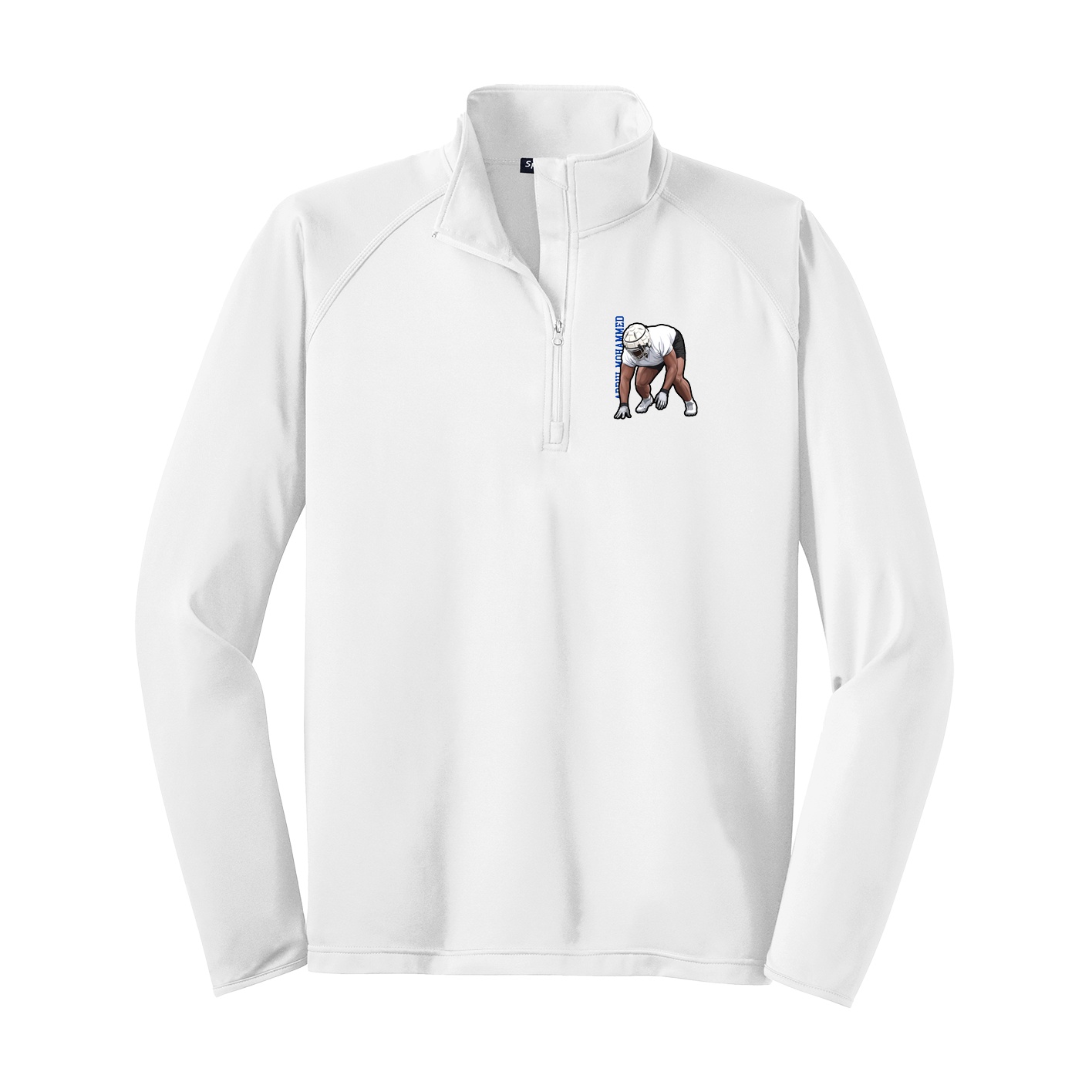 Q-Zip Pullover — Name Vertical in White