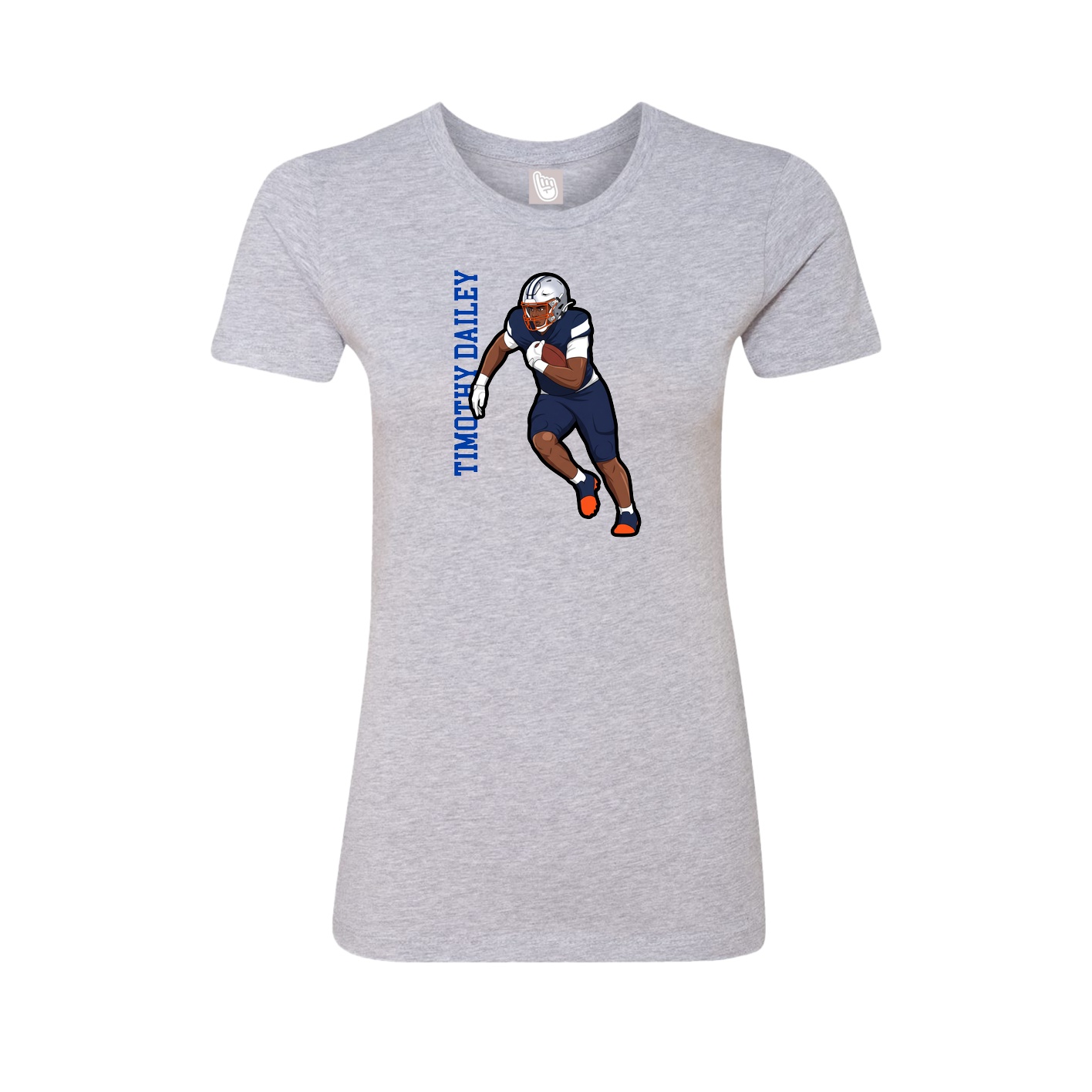 Fitted Women's Tee — Name Vertical in Grey