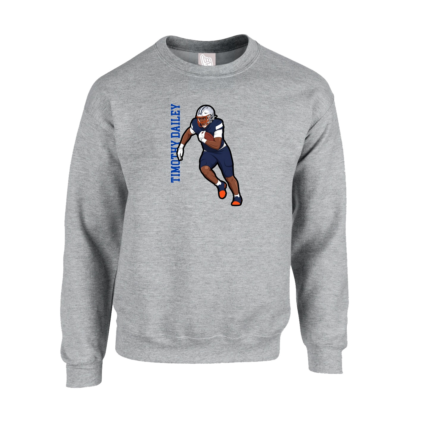 Fleece Crew — Name Vertical in Grey