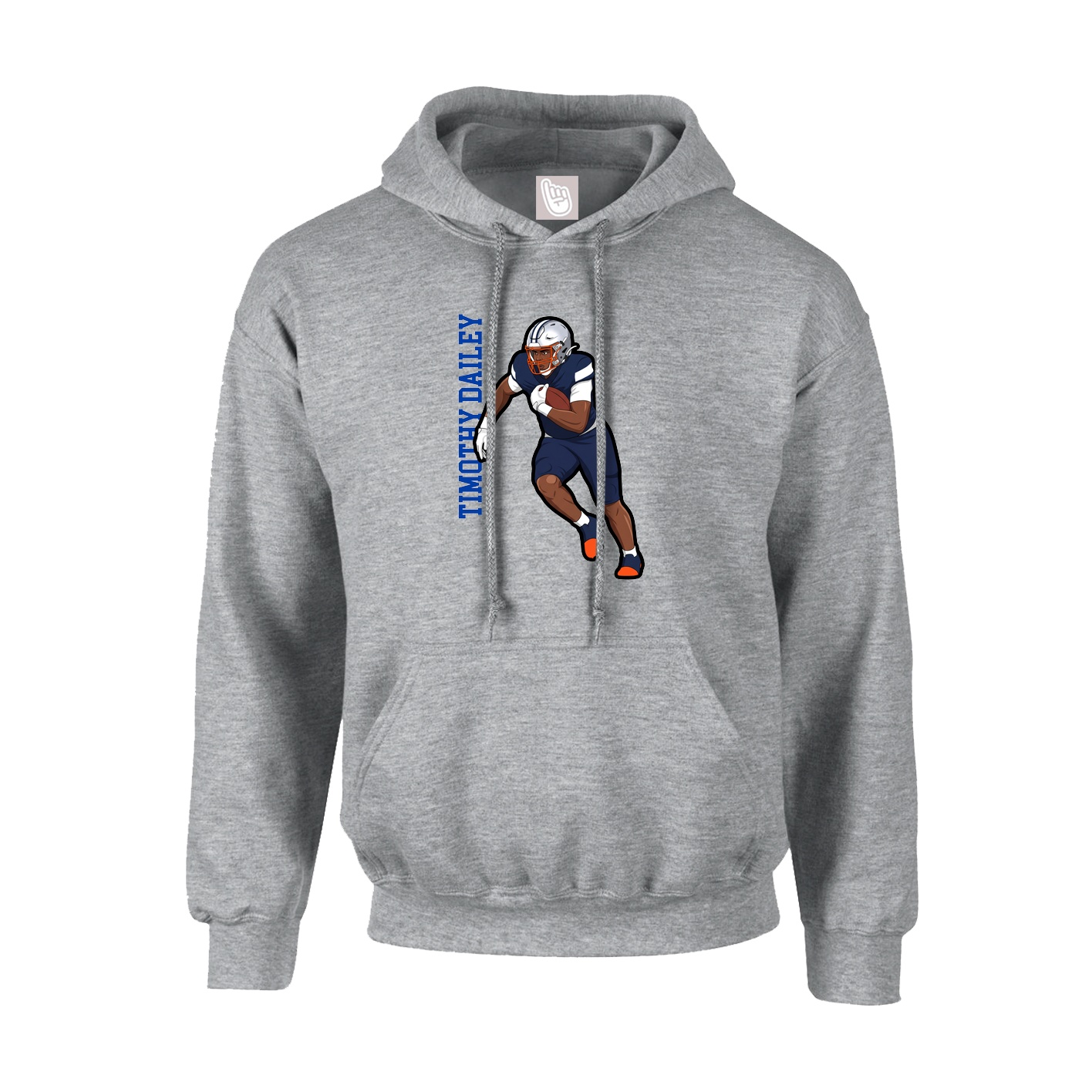 Youth Hoodie — Name Vertical in Grey