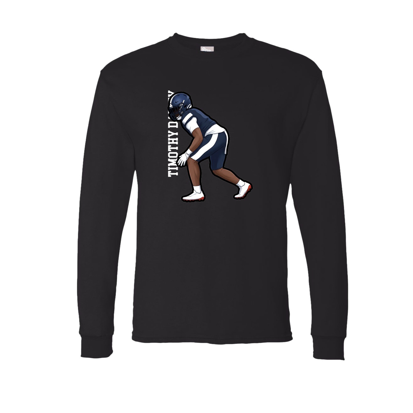 Long Sleeve Tee — Name Vertical in Black
