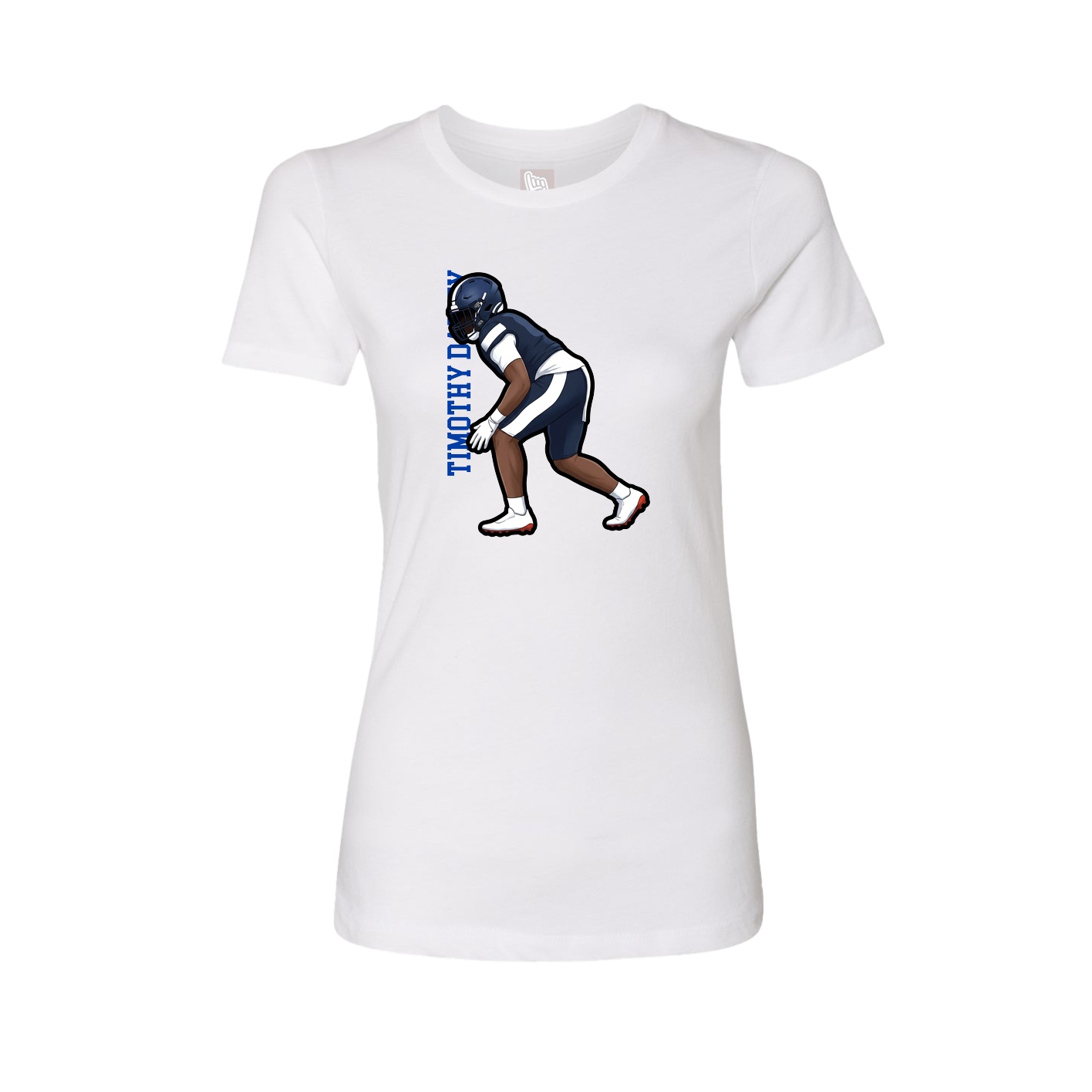 Womens Tee — Name Vertical in White