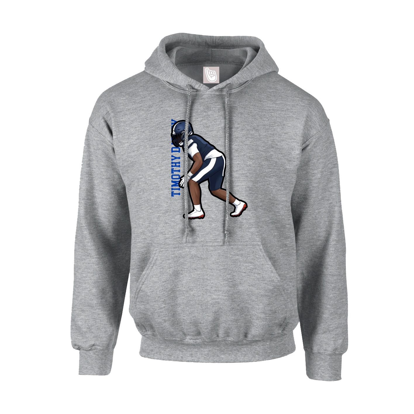 Hoodie — Name Vertical in Grey