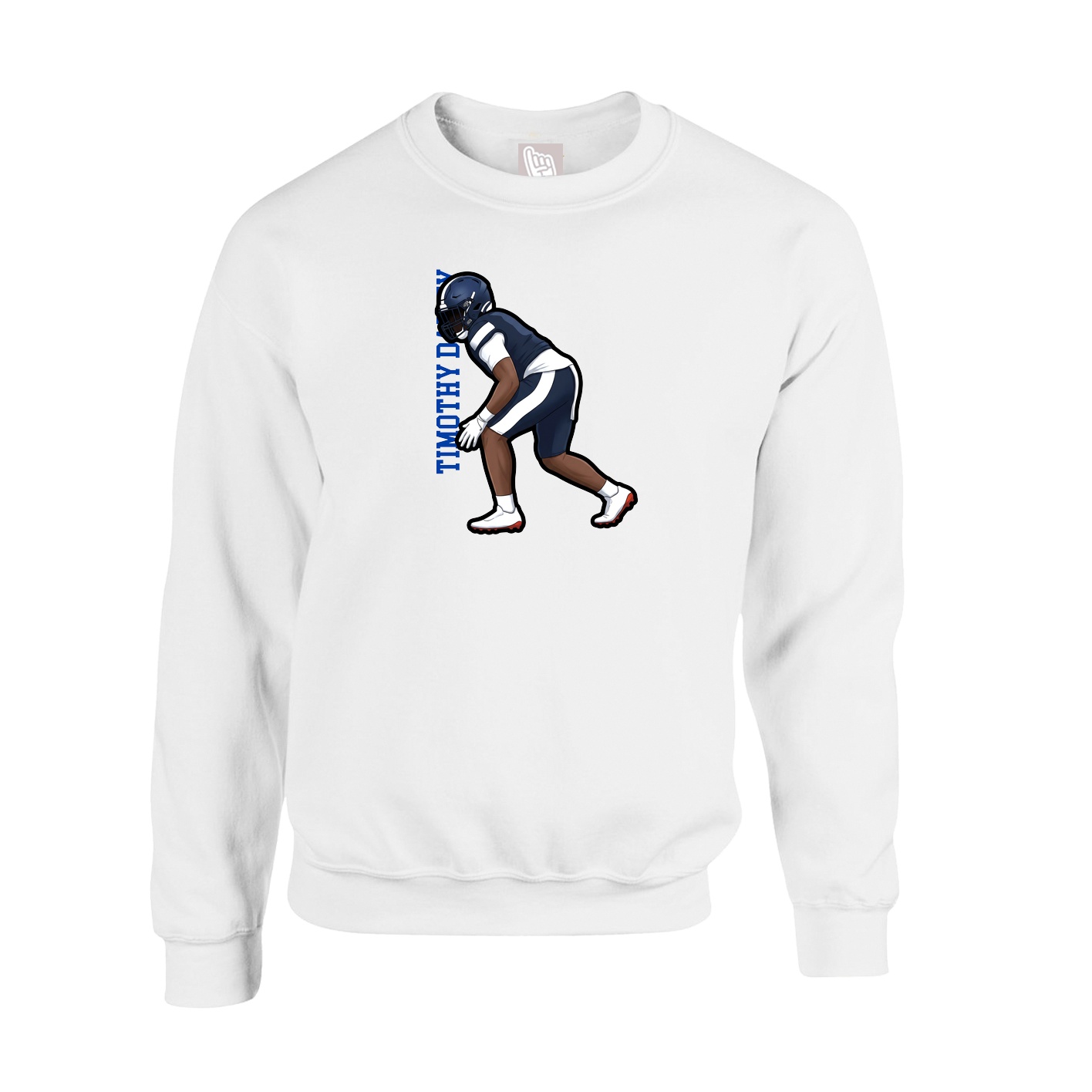 Fleece Crew — Name Vertical in White