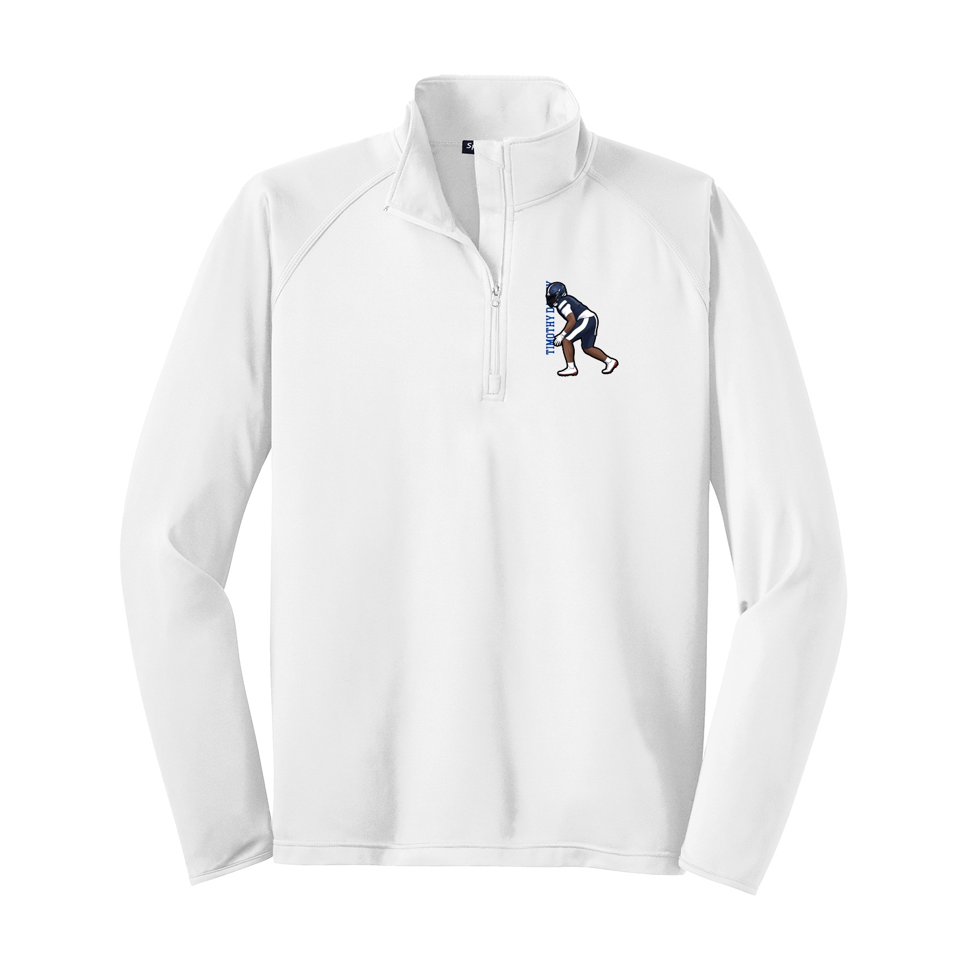 Q-Zip Pullover — Name Vertical in White