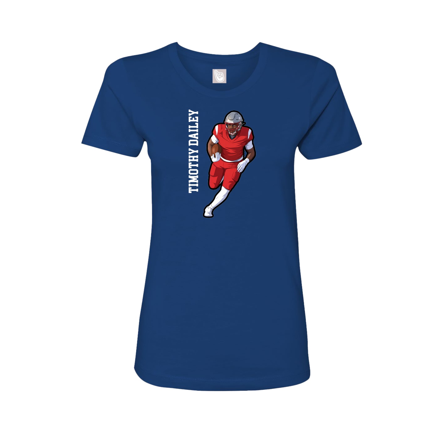 Fitted Women's Tee — Name Vertical in Royal