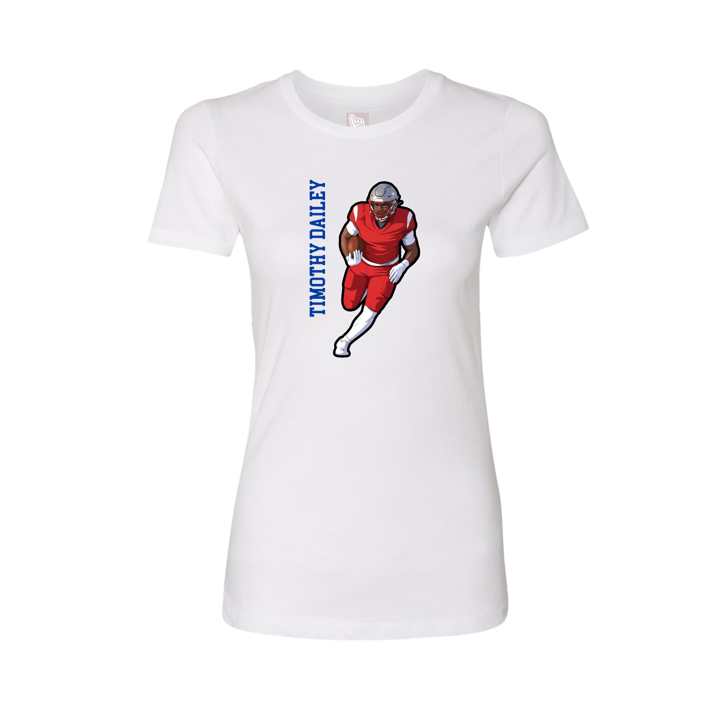 Womens Tee — Name Vertical in White