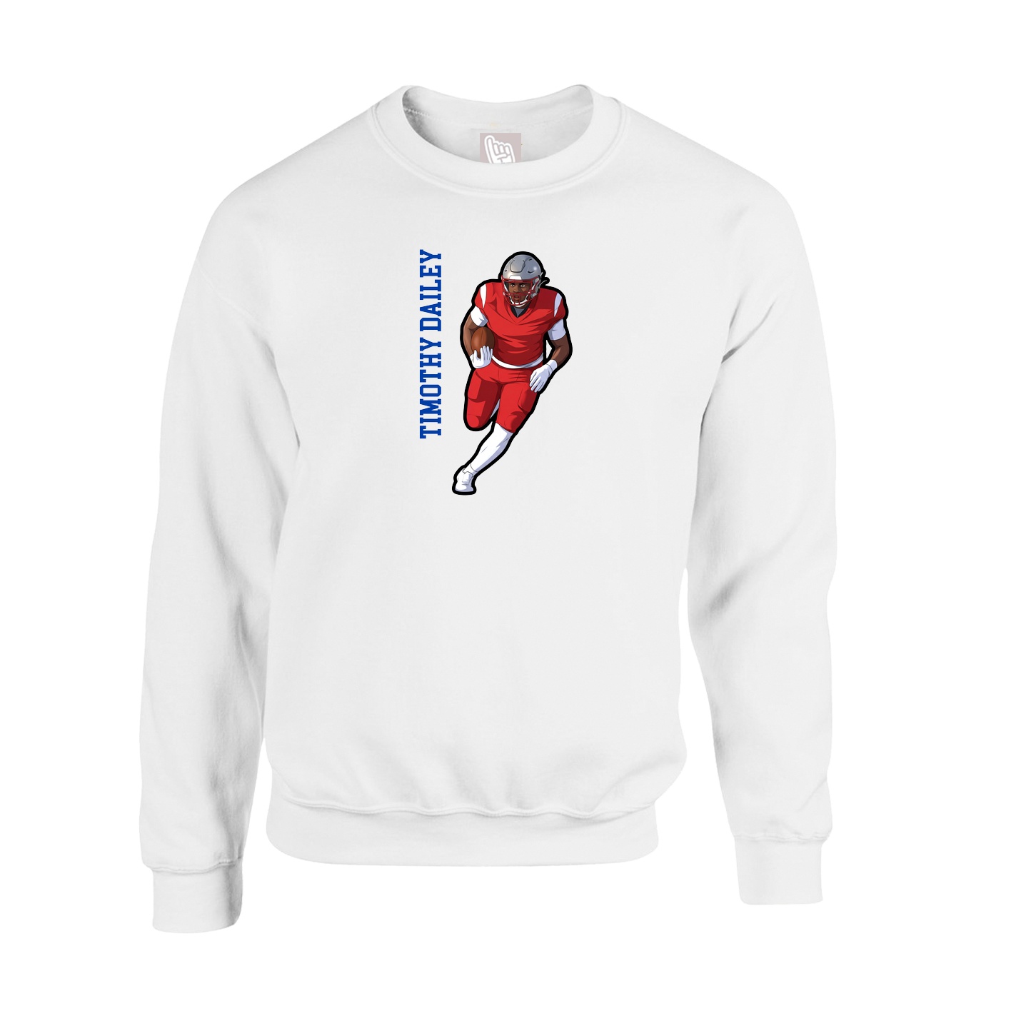 Fleece Crew — Name Vertical in White