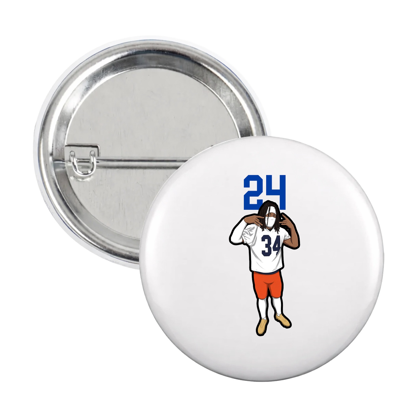 Game Day Button — Number Top in White
