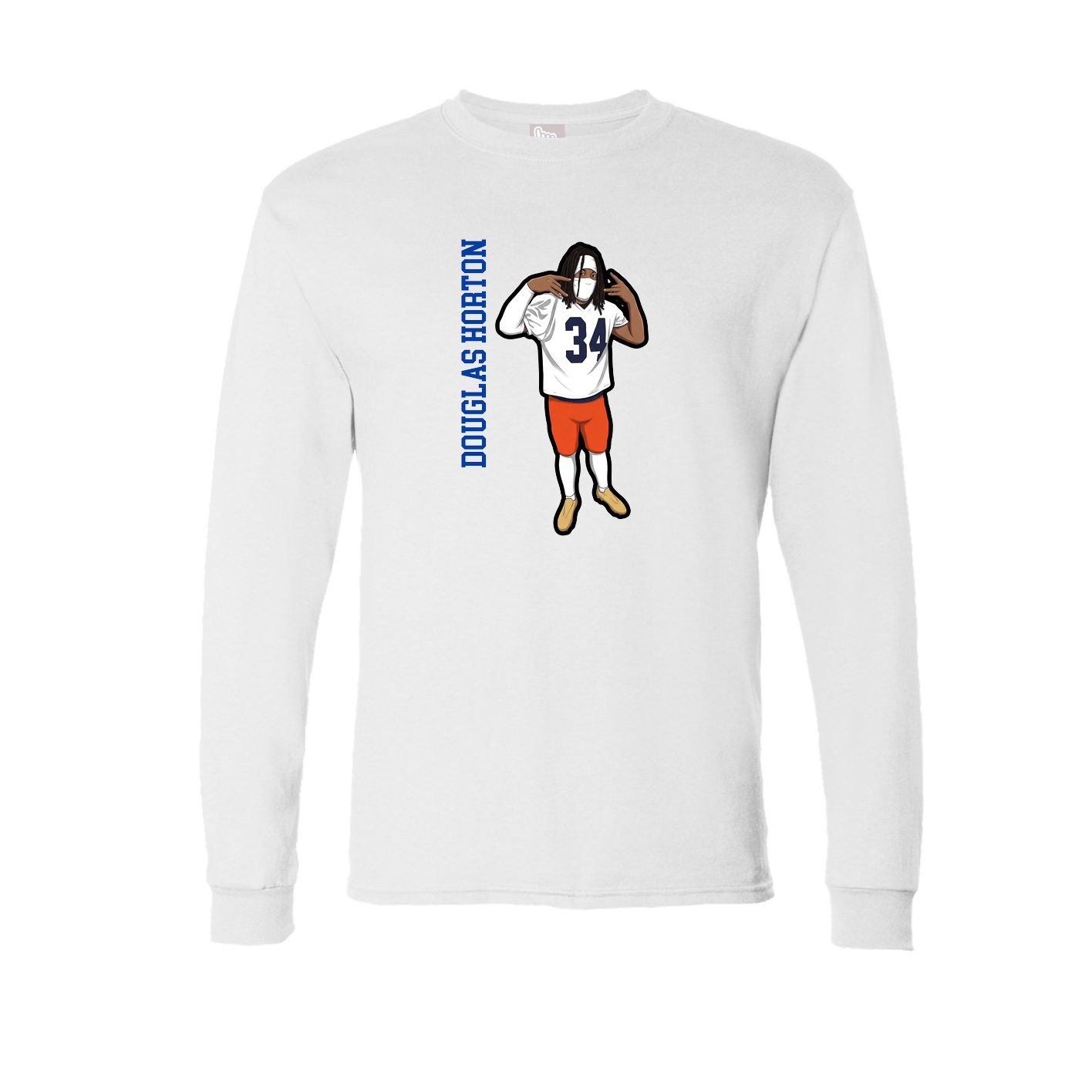 Long Sleeve Tee — Name Vertical in White