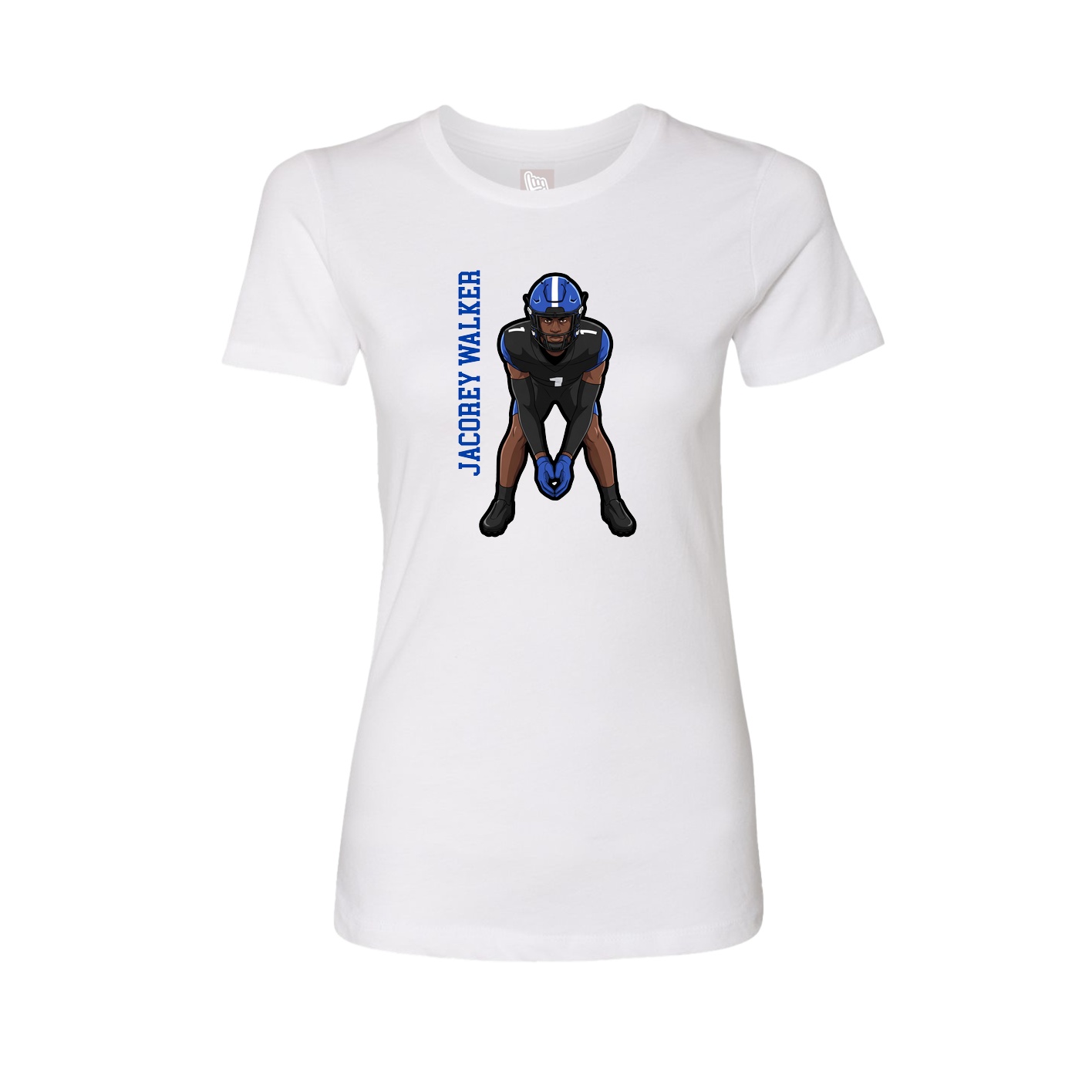 Fitted Women's Tee — Name Vertical in White
