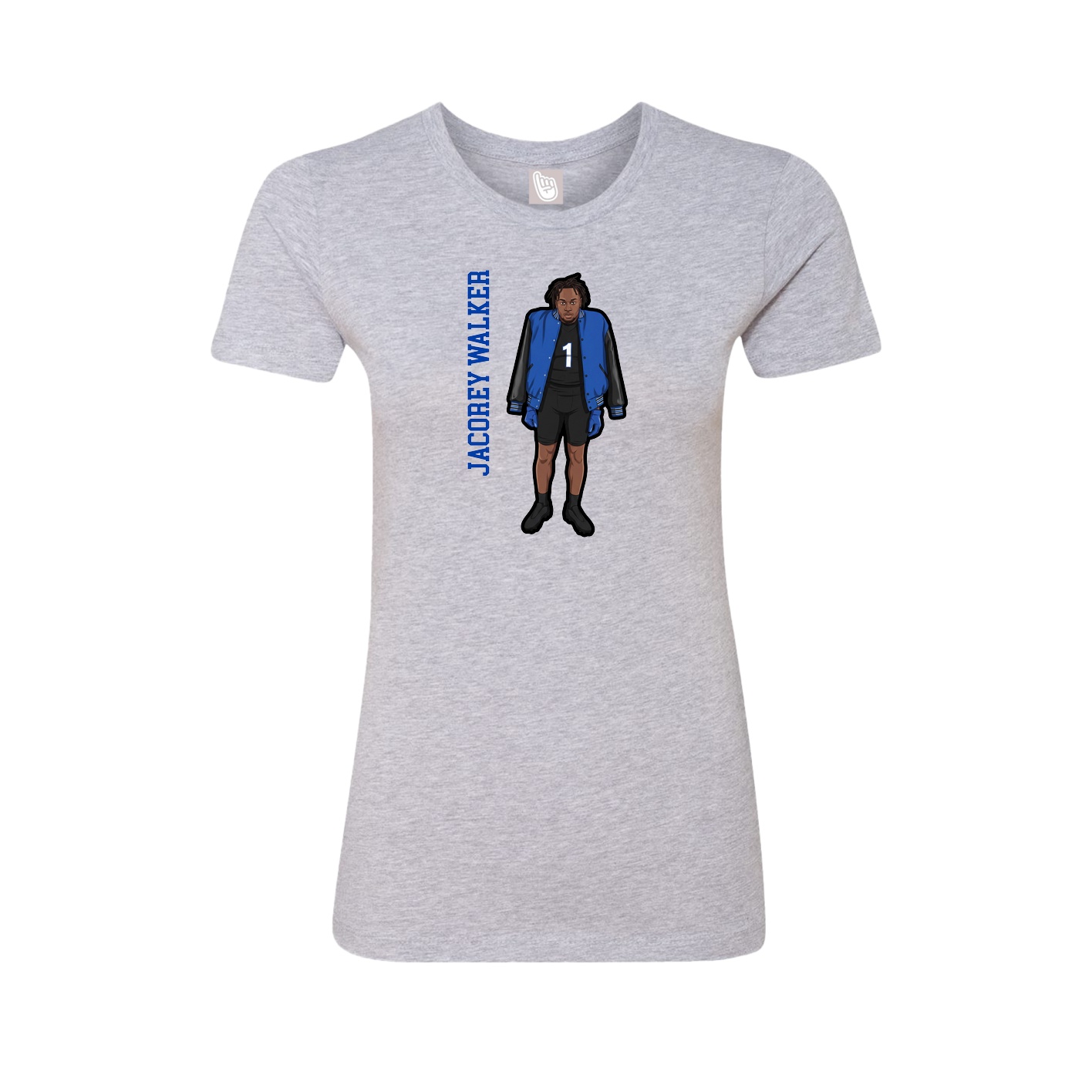 Fitted Women's Tee — Name Vertical in Grey