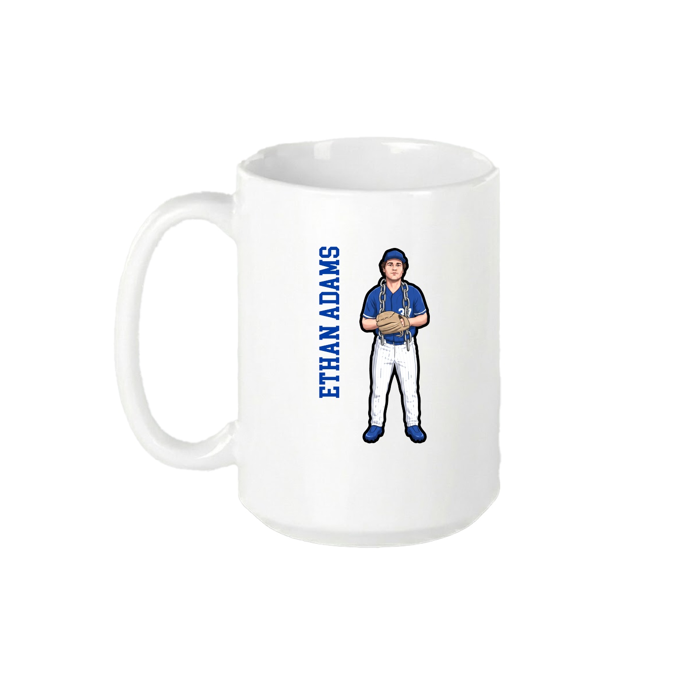 15oz Coffee Mug — Name Vertical in White