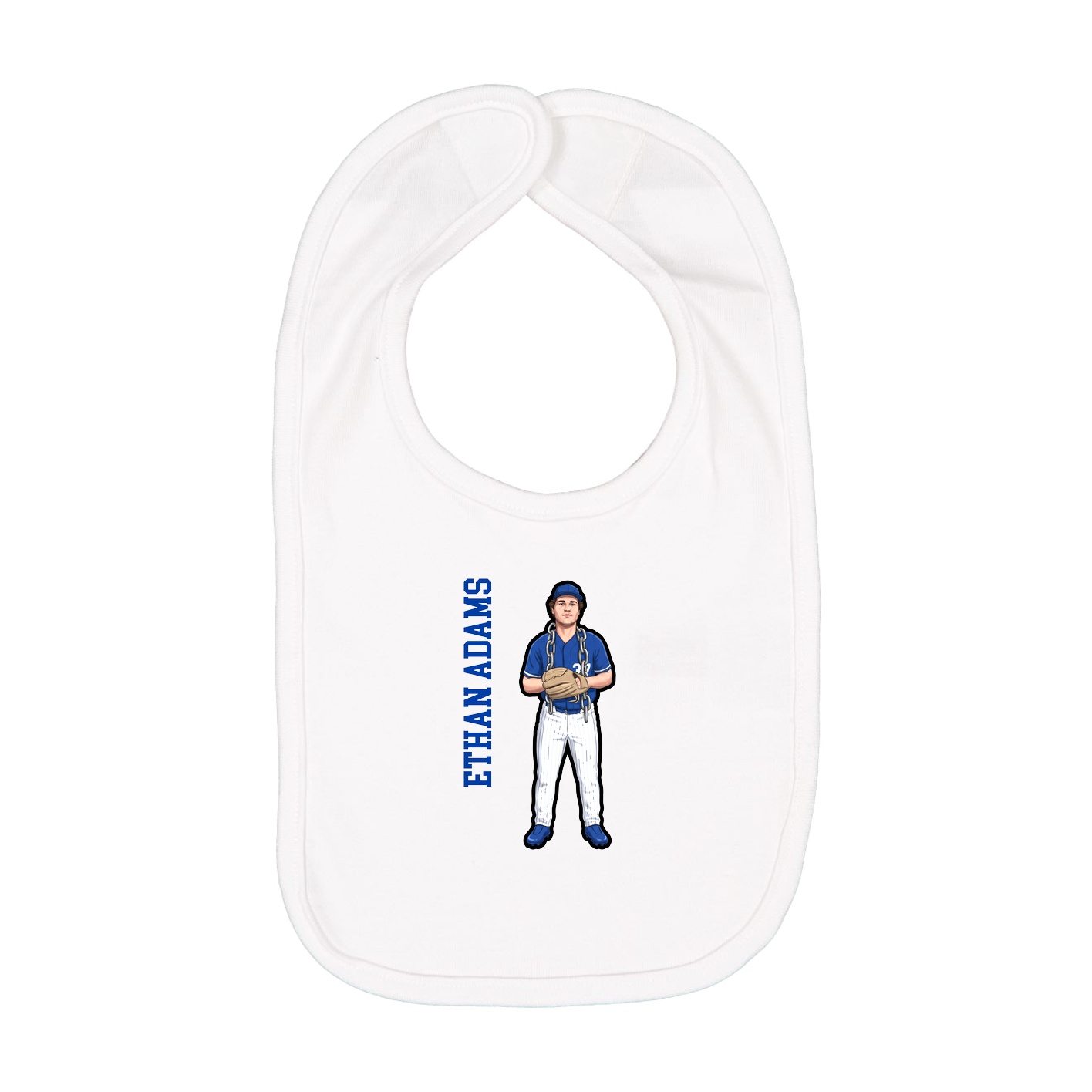 Infant Bib — Name Vertical in White