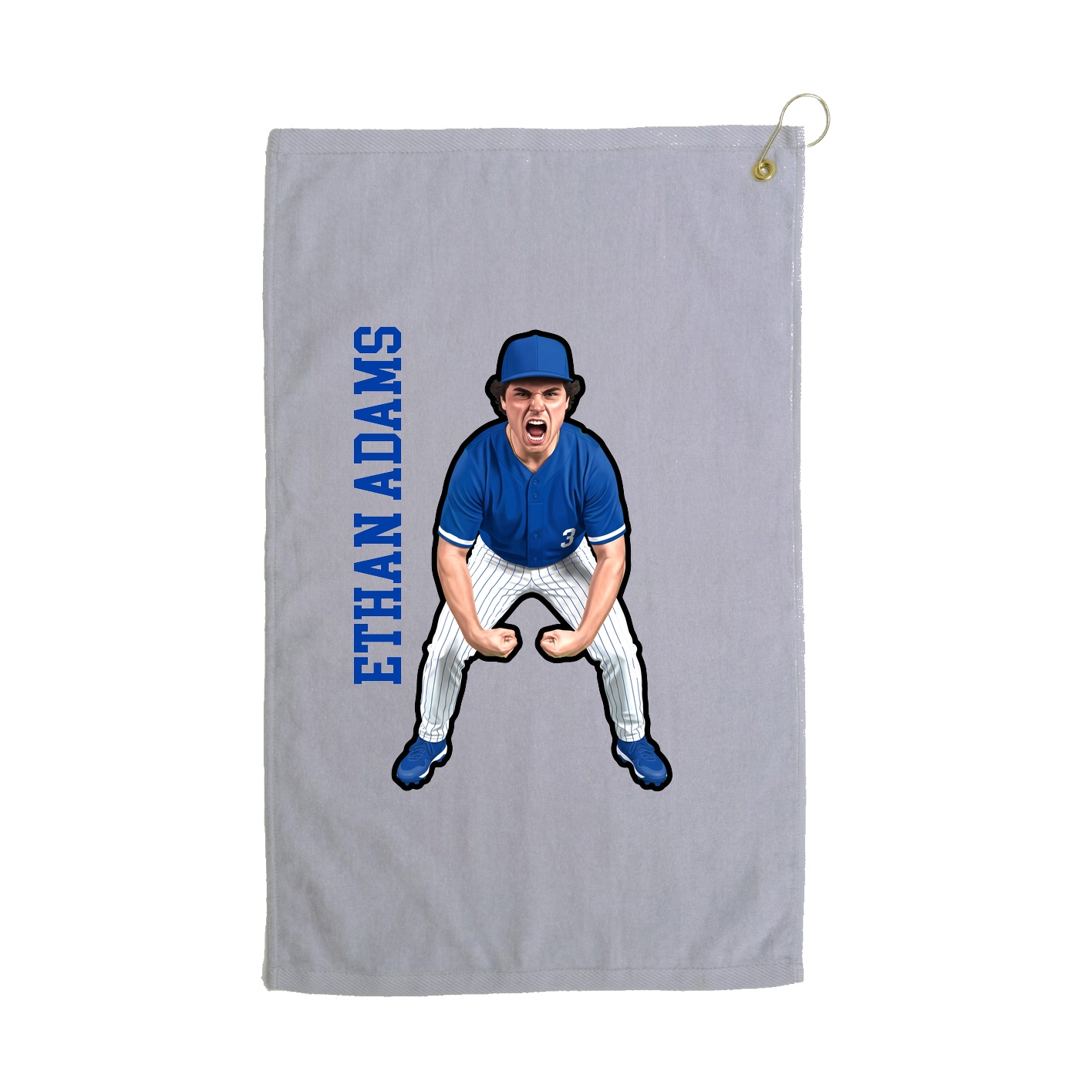 Golf Towel — Name Vertical in Grey