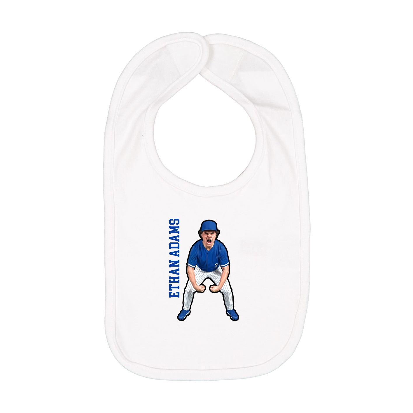 Infant Bib — Name Vertical in White