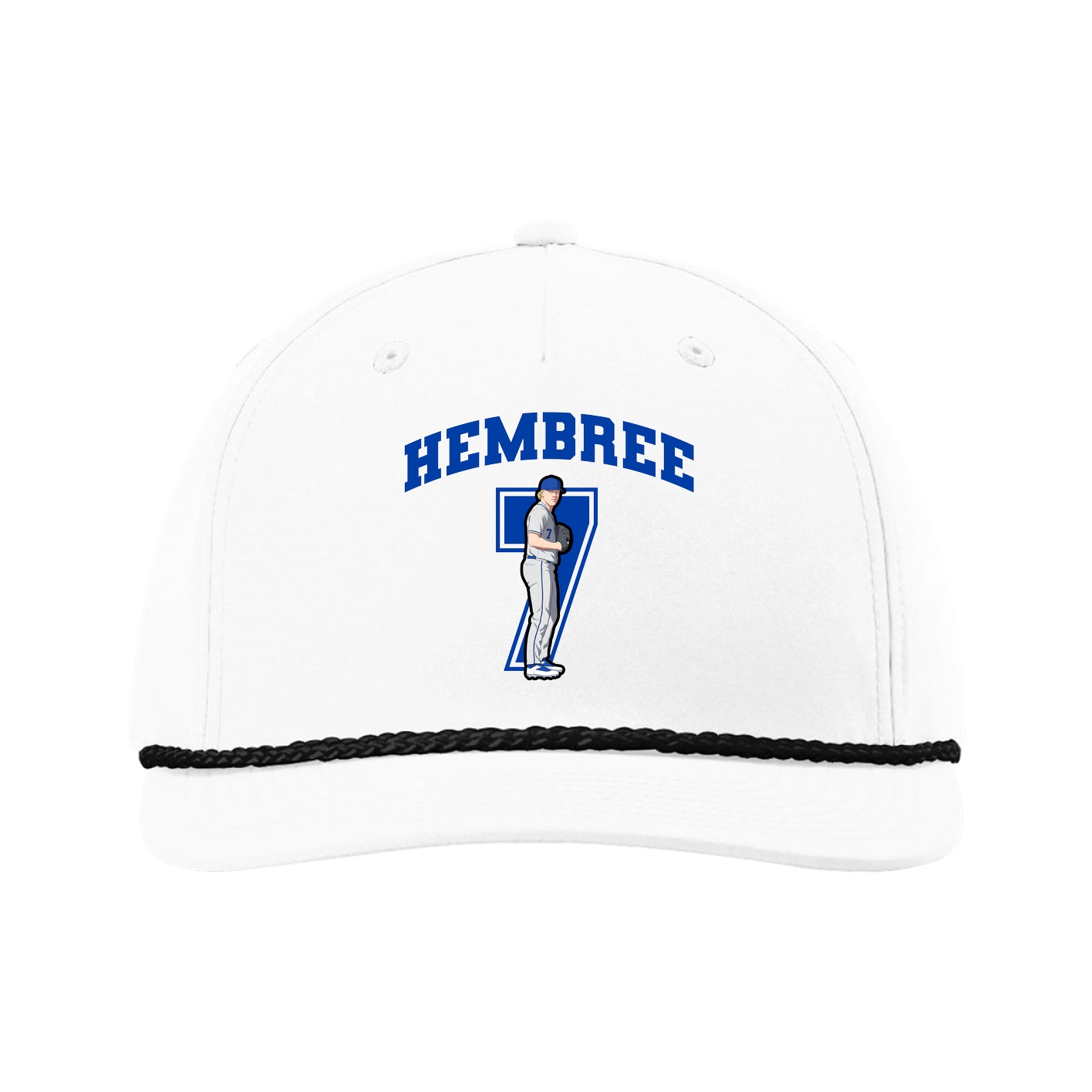 Five-Panel Classic Rope Cap — Number in White