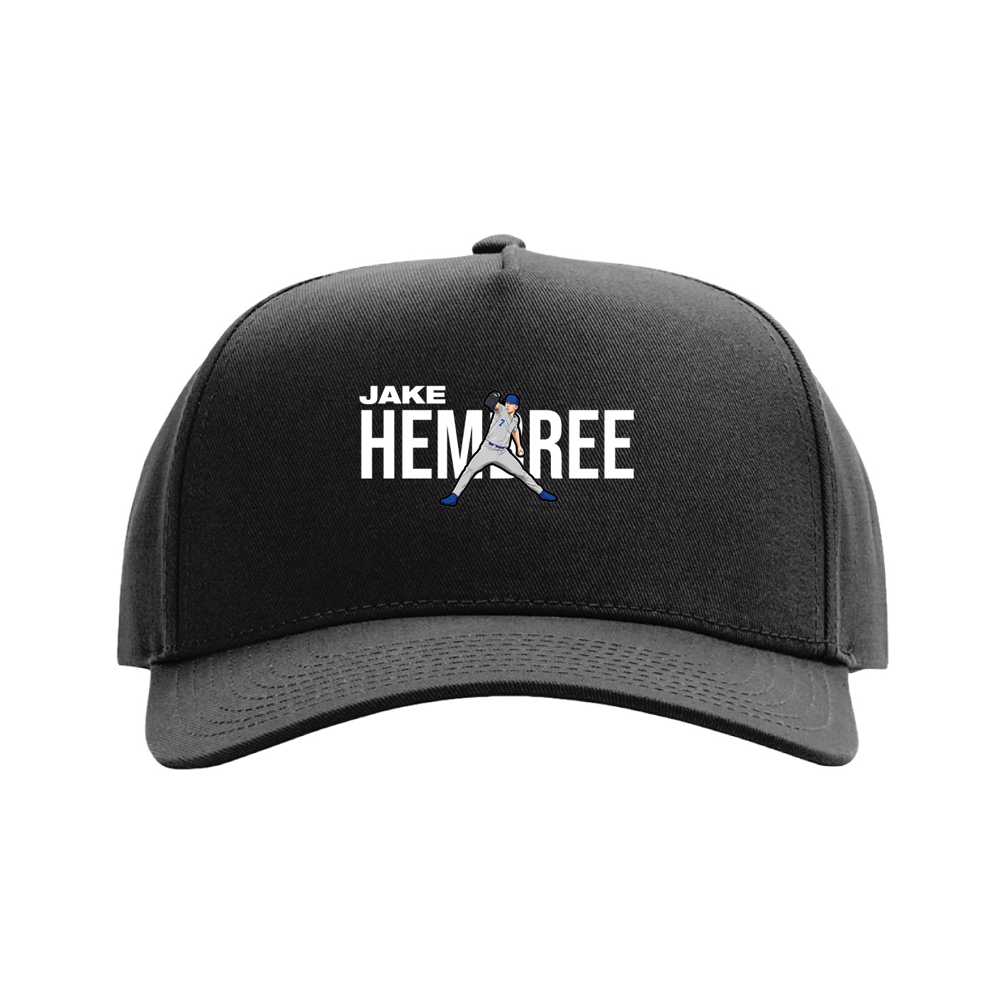 Full Fabric Five-Panel Champ Cap — Player Name in Black