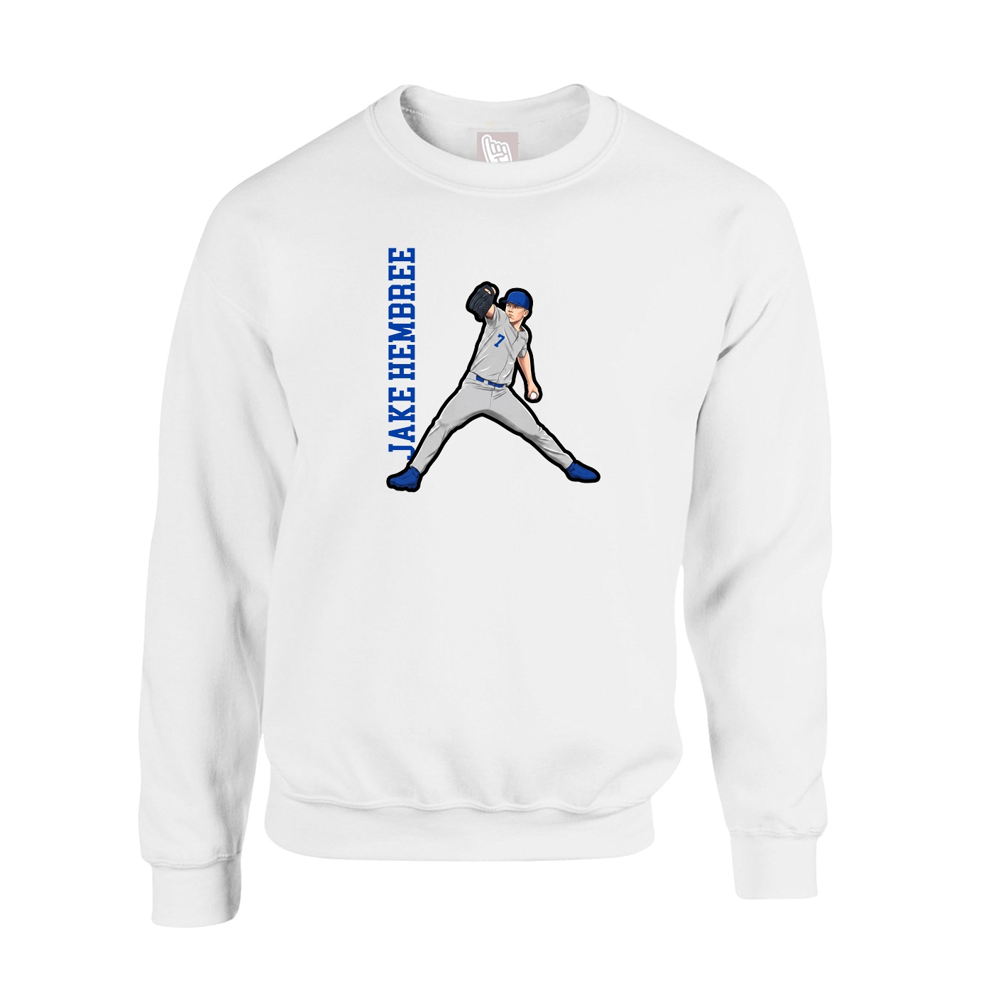 Fleece Crew — Name Vertical in White