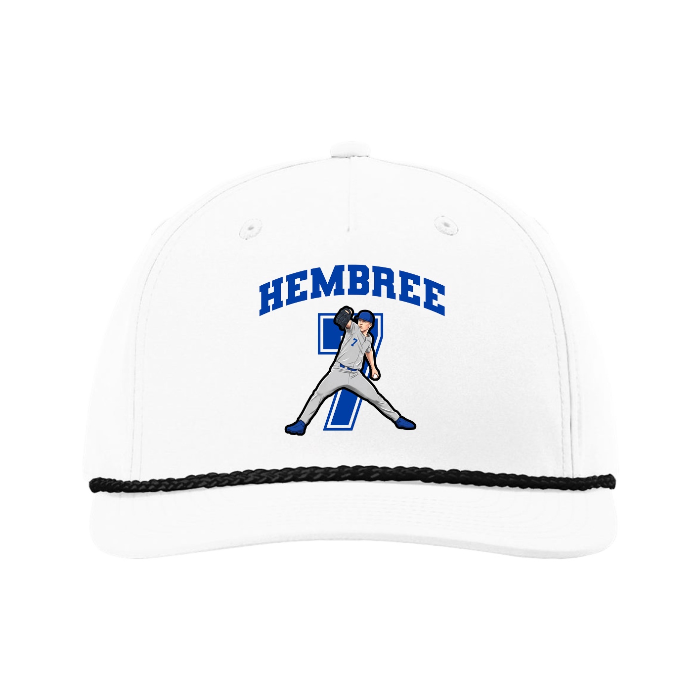 Five-Panel Classic Rope Cap — Number in White