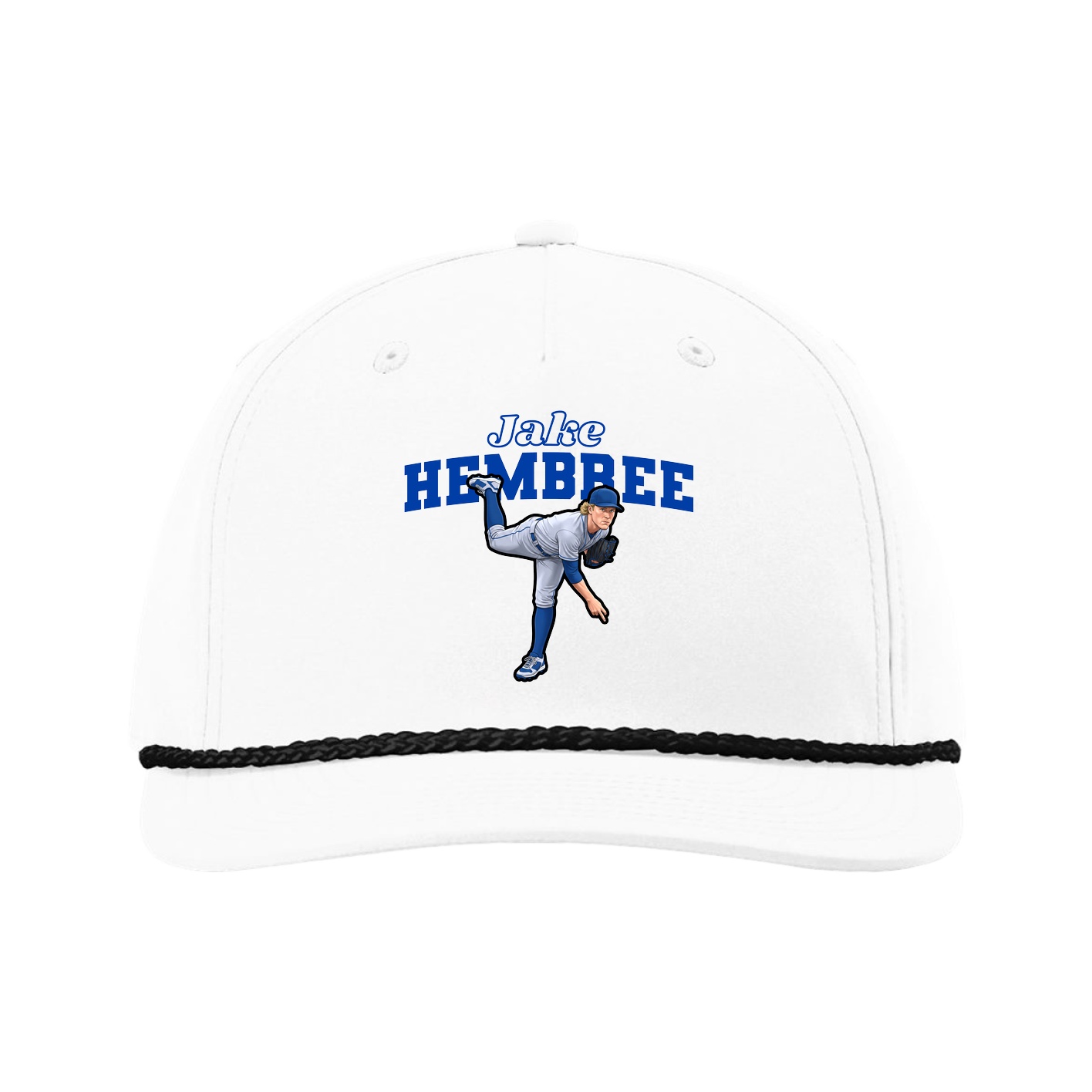 Five-Panel Classic Rope Cap — Name Arch in White