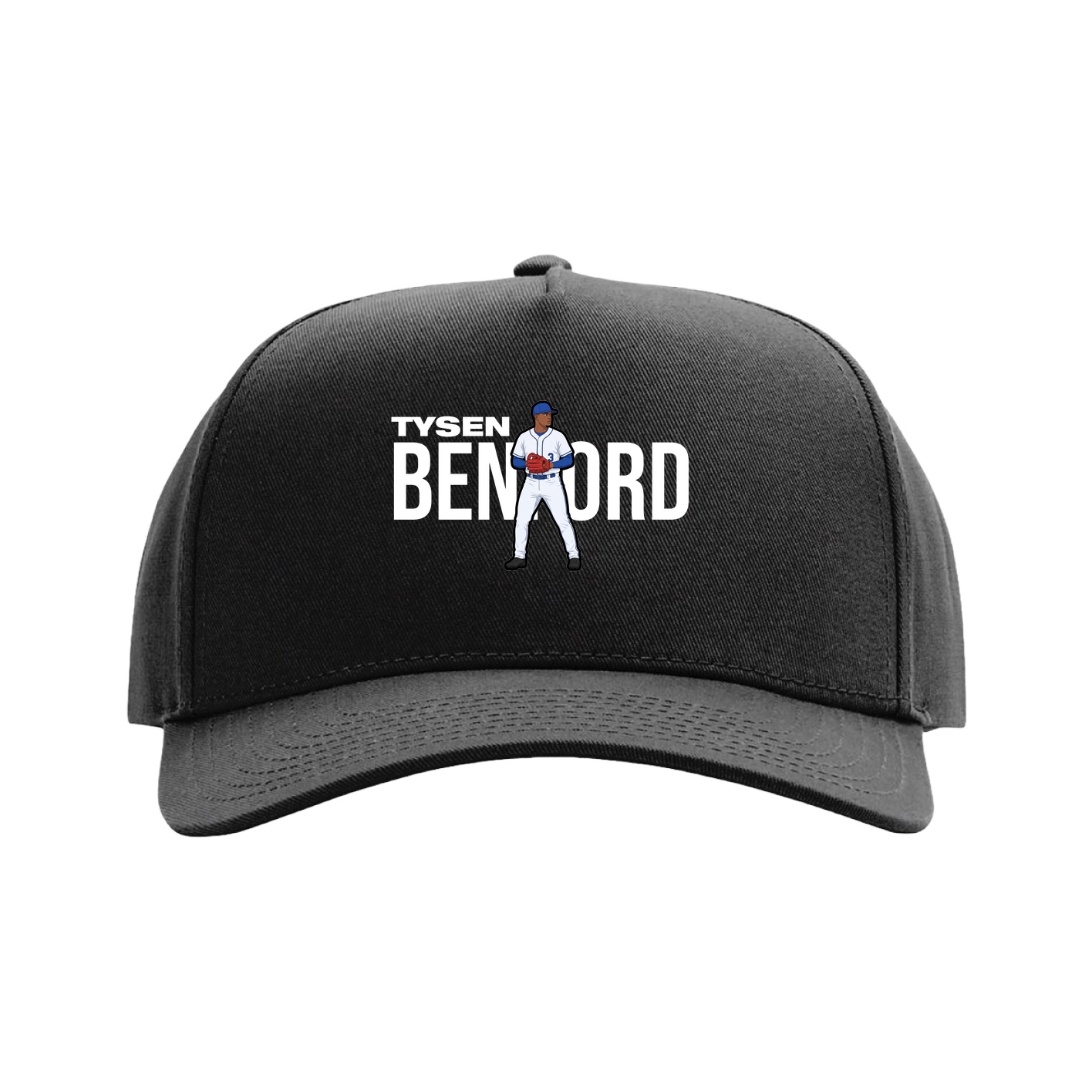 Full Fabric Five-Panel Champ Cap — Player Name in Black