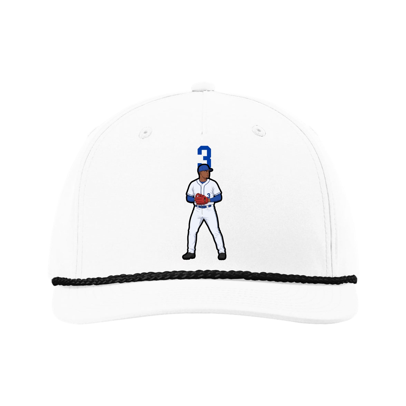 Five-Panel Classic Rope Cap — Number Top in White