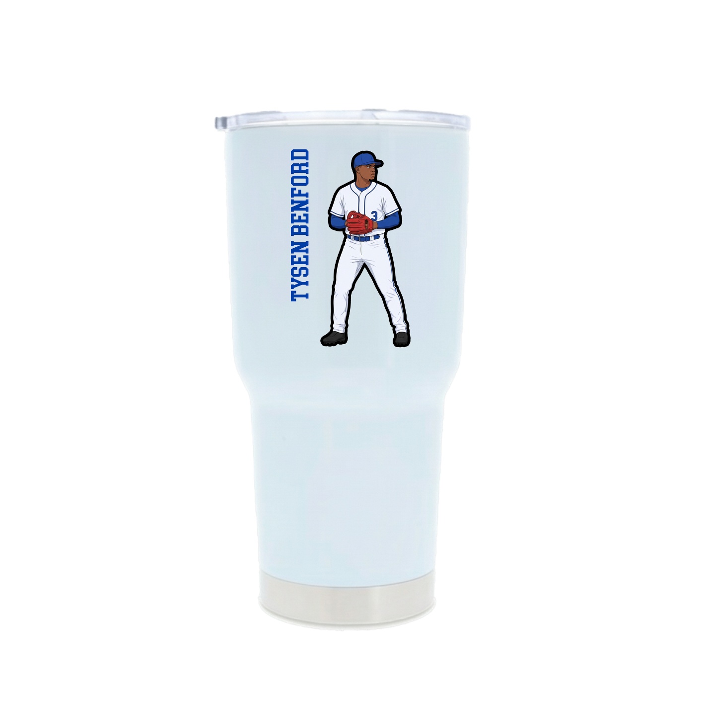 30oz Stainless Steel Tumbler — Name Vertical in White