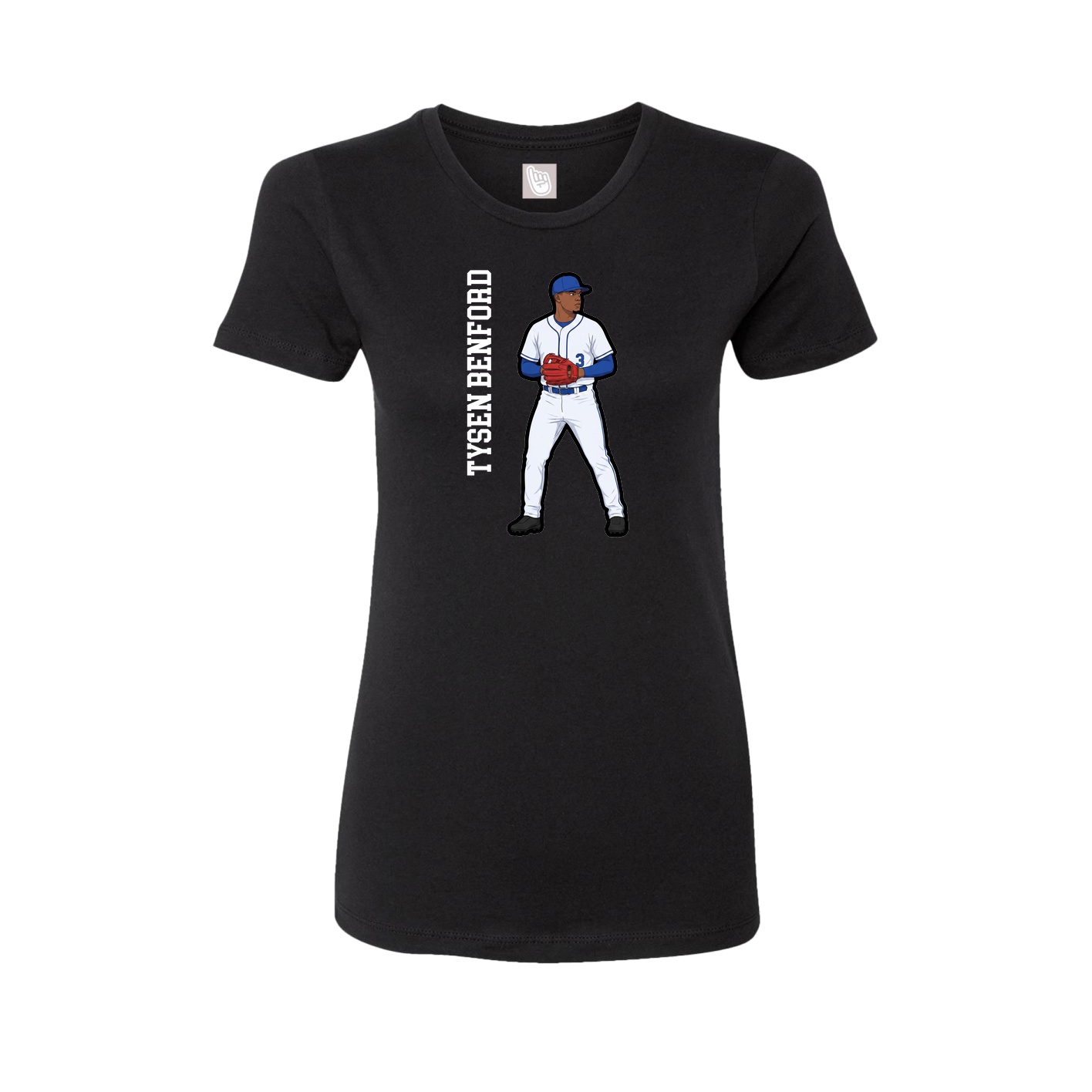 Fitted Women's Tee — Name Vertical in Black