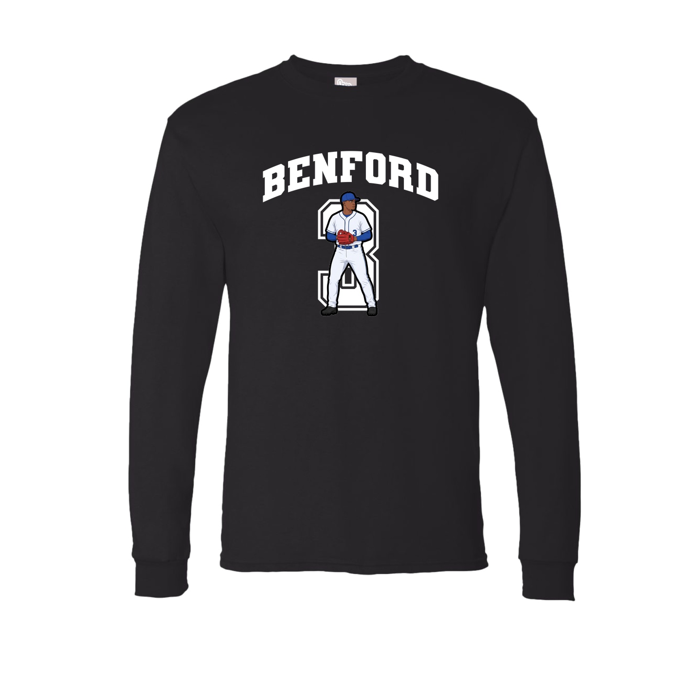 Long Sleeve Tee — Number in Black
